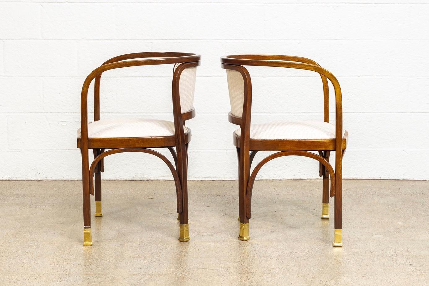 Early 20th Century Antique Vienna Secessionist Gustav Siegel 715 for Kohn Bentwood Armchairs