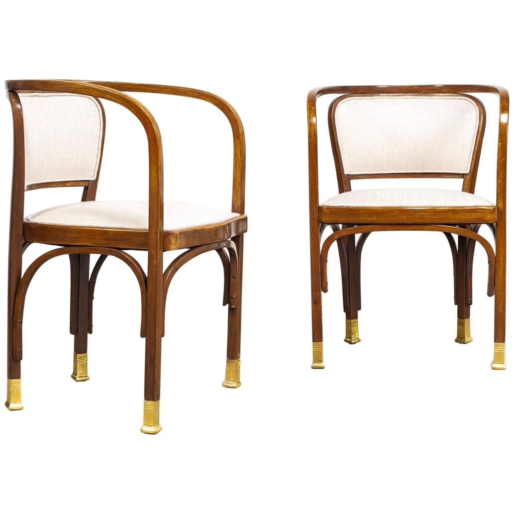 Antique Vienna Secessionist Gustav Siegel 715 for Kohn Bentwood Armchairs