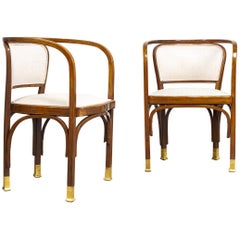 Fauteuils anciens en bois cintré de style sécessionniste viennois Gustav Siegel 715 pour Kohn