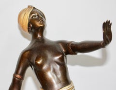 Antique Viennese Bronze Sculpture, Oriental Nude Dancer, Belly Dance