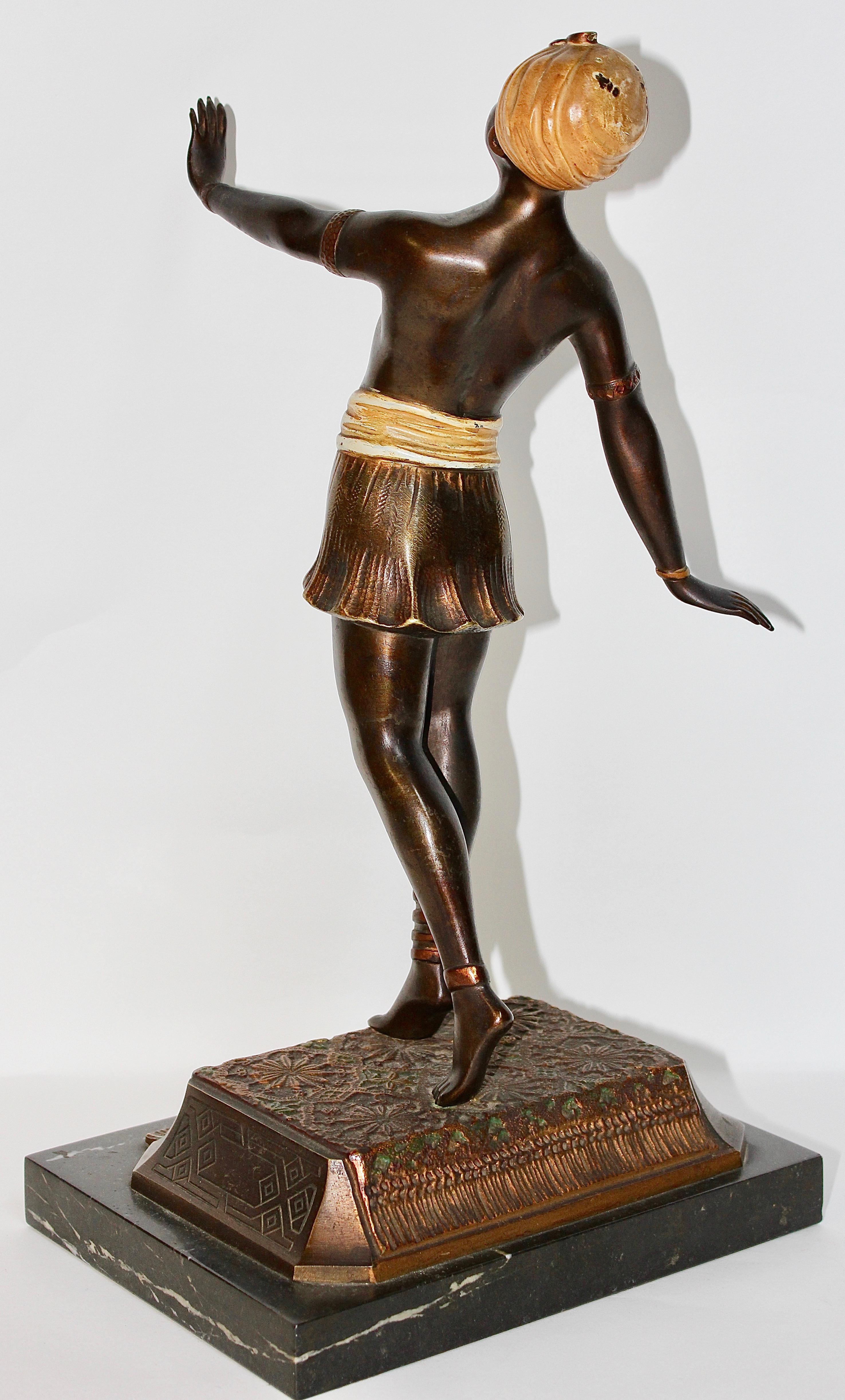 Cold-Painted Antique Viennese Bronze Sculpture, Oriental Nude Dancer, Belly Dance For Sale