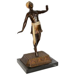 Antique Viennese Bronze Sculpture, Oriental Nude Dancer, Belly Dance