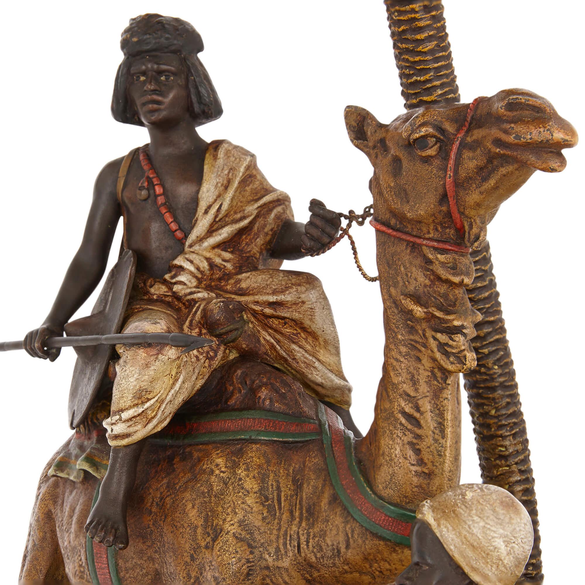 Antike Wiener Kaltbemalte Bronzeskulptur mit Kamel aus Bronze von Bergman im Zustand „Gut“ im Angebot in London, GB