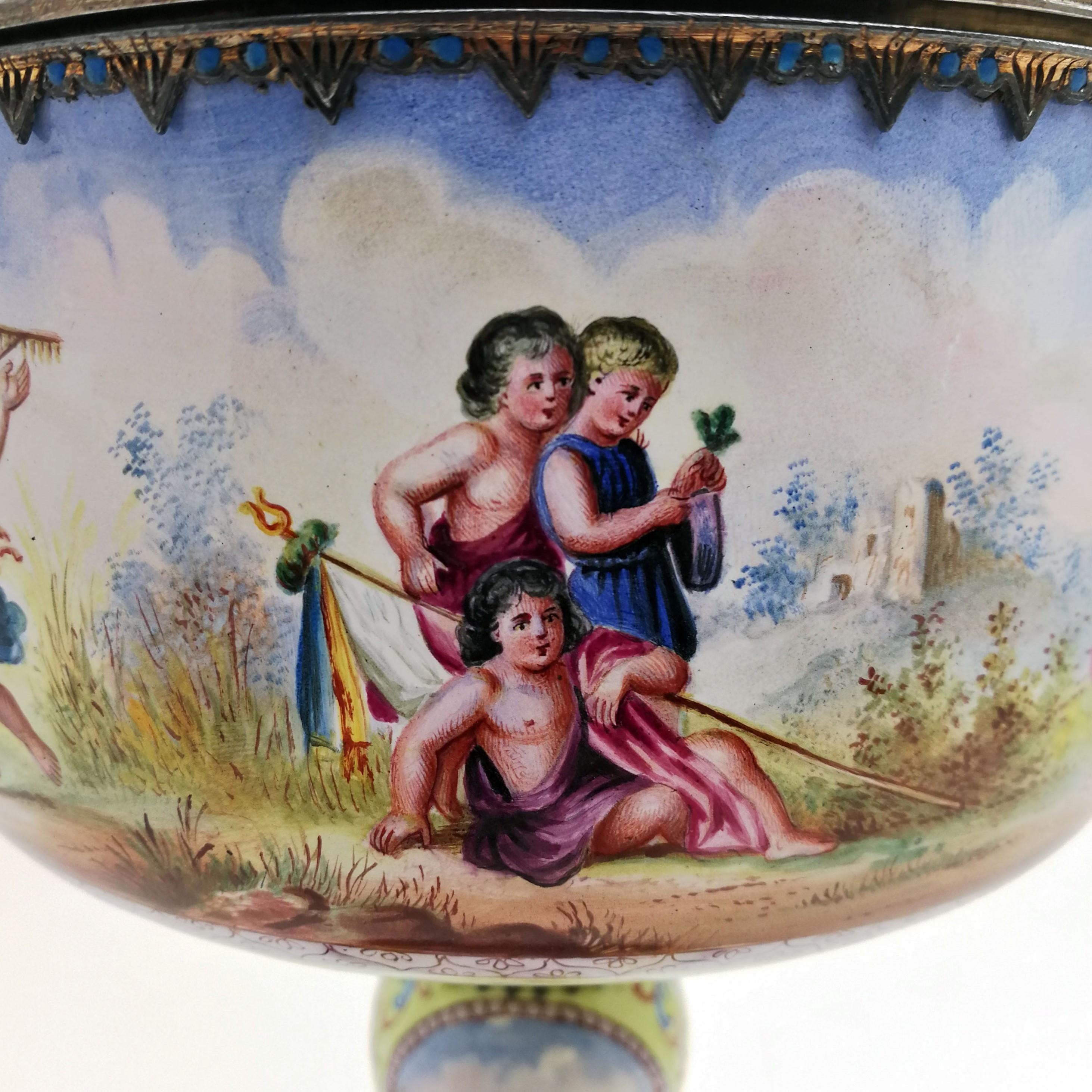Antique Viennese Enamel & Silver Cup & Cover c 1870 (Vienna, Austria) 4