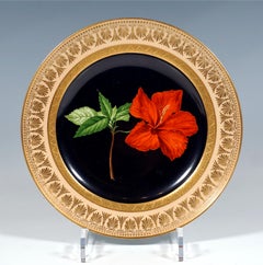 Antique Viennese Imperial Porcelain, Botanical Splendour Plate, 'Hibiscus', 1825
