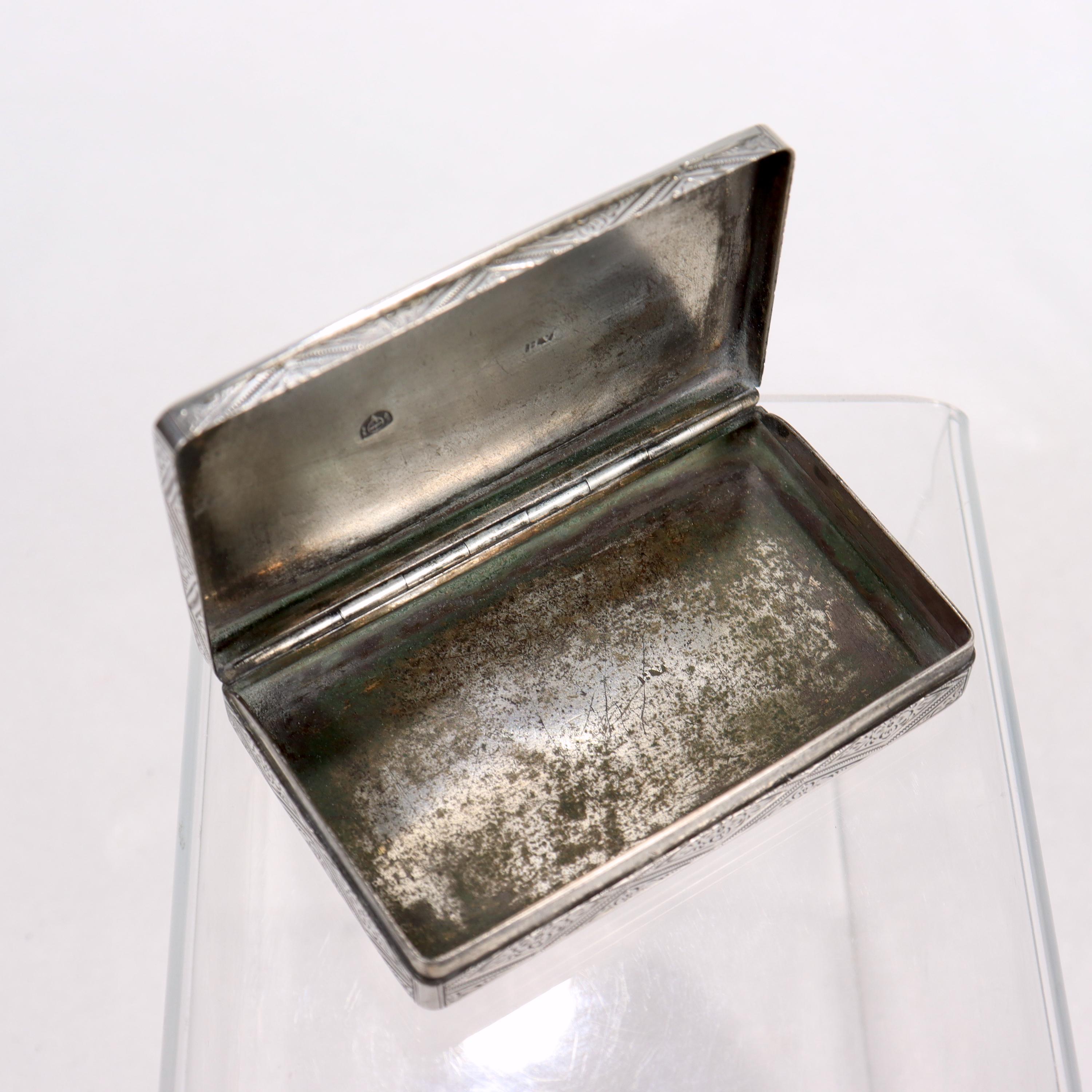 Antique Viennese or Austrian Engine-Turned Silver Card Case or Snuff Box For Sale 2