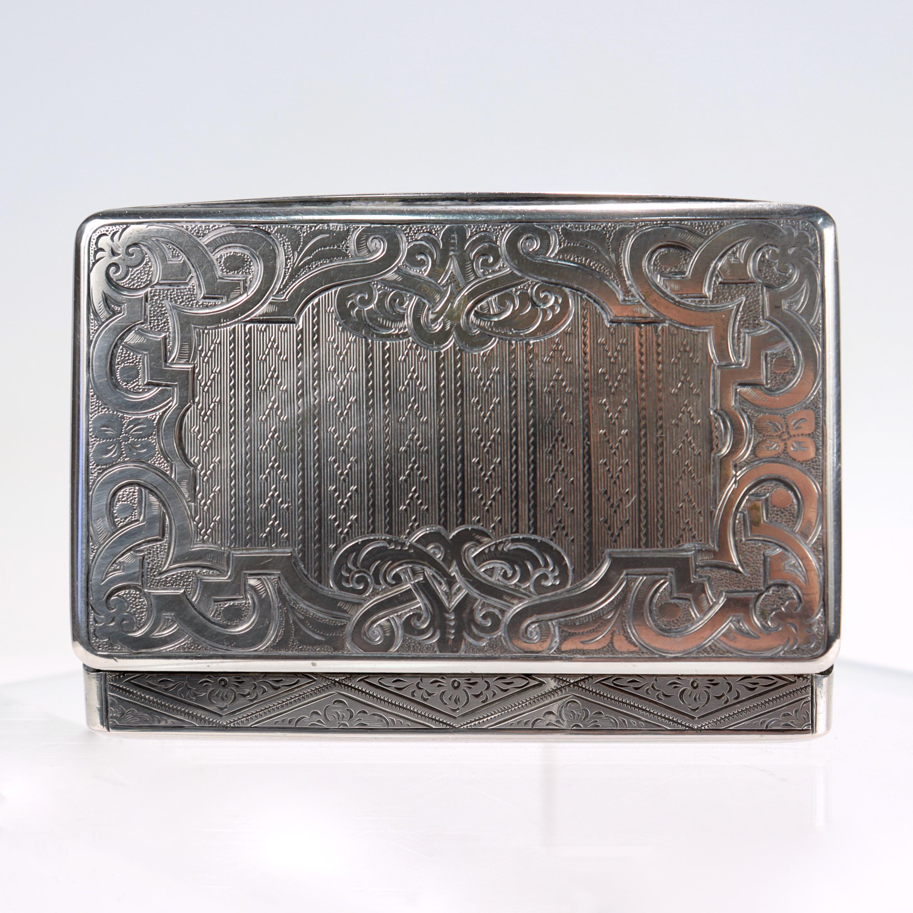 Antique Viennese or Austrian Engine-Turned Silver Card Case or Snuff Box For Sale 3
