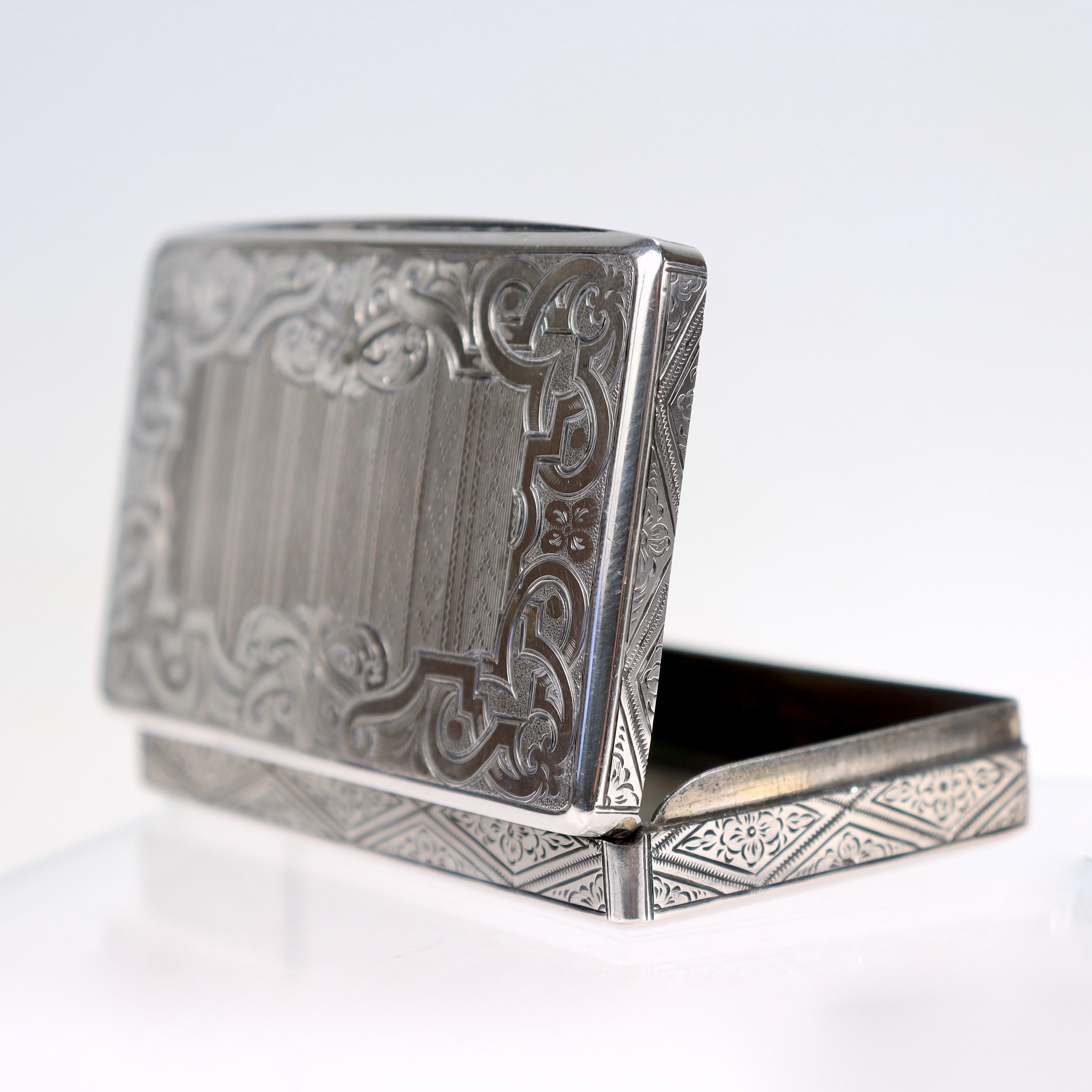Antique Viennese or Austrian Engine-Turned Silver Card Case or Snuff Box For Sale 4