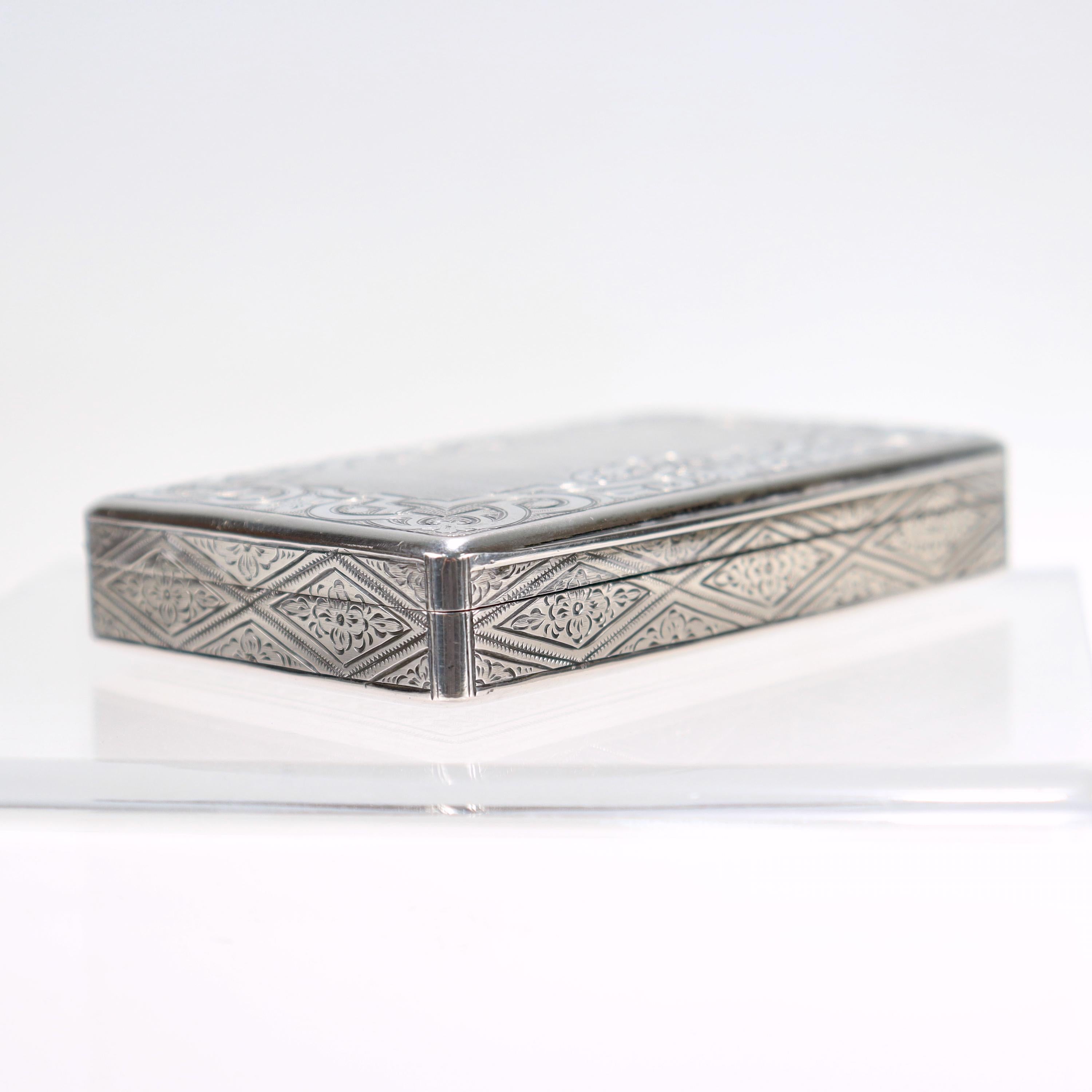 Antique Viennese or Austrian Engine-Turned Silver Card Case or Snuff Box For Sale 6