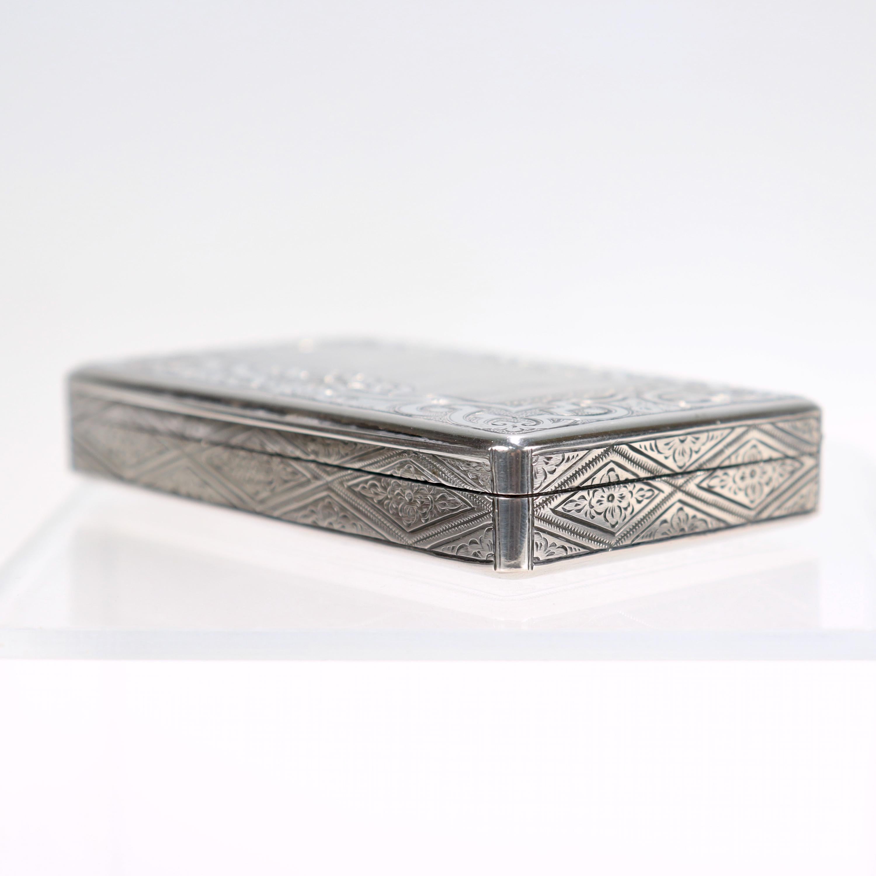 Antique Viennese or Austrian Engine-Turned Silver Card Case or Snuff Box For Sale 7