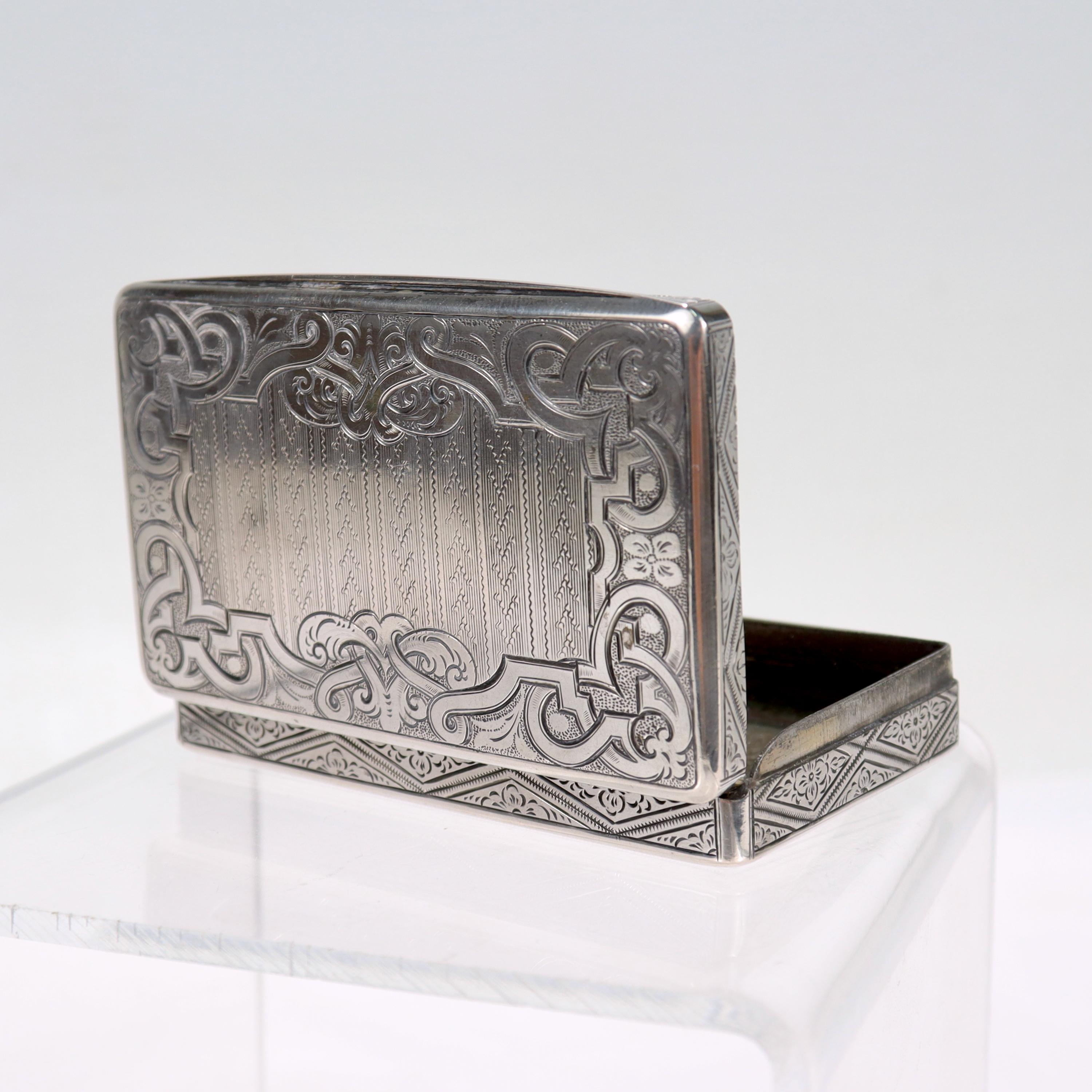 Belle Époque Antique Viennese or Austrian Engine-Turned Silver Card Case or Snuff Box For Sale