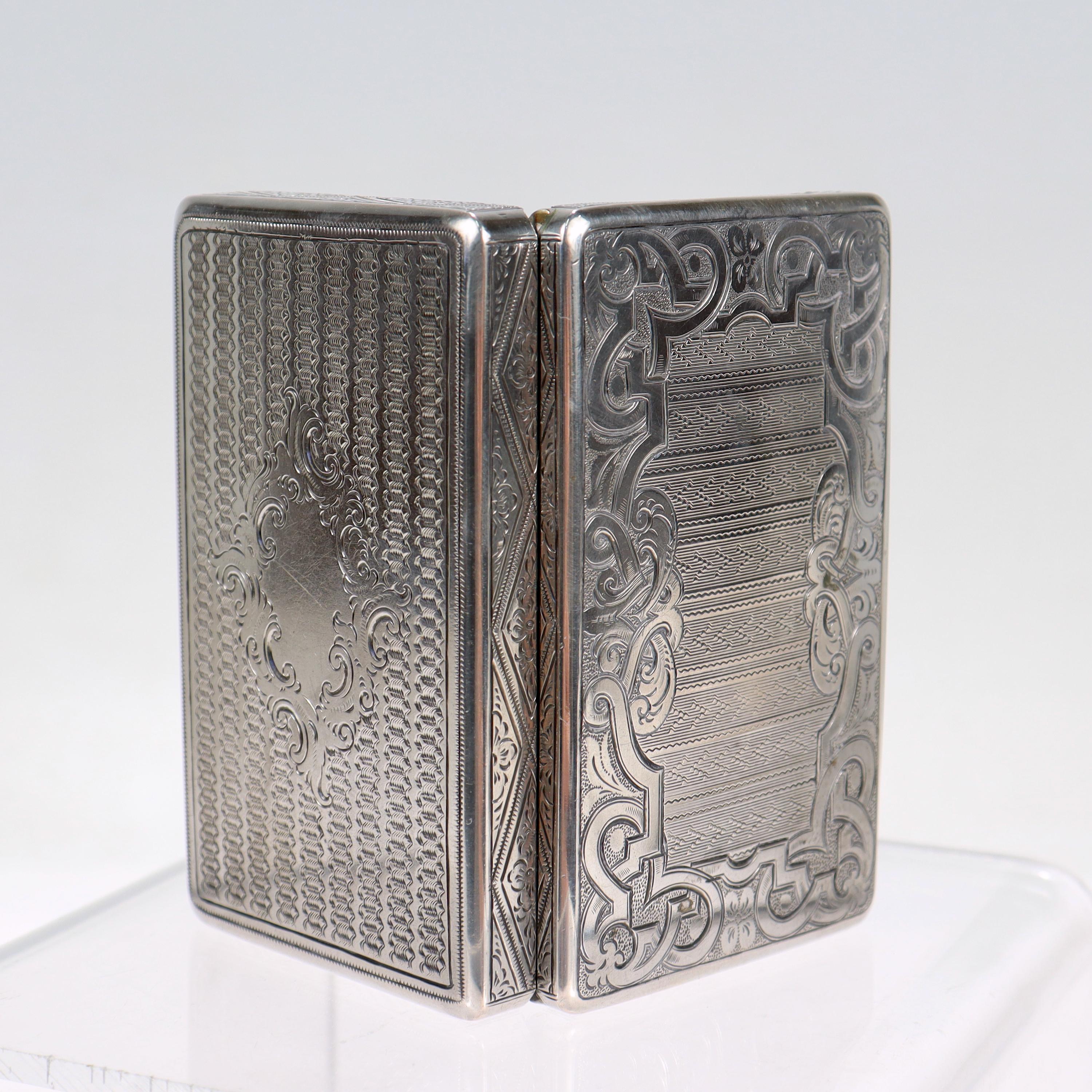 Antique Viennese or Austrian Engine-Turned Silver Card Case or Snuff Box In Good Condition For Sale In Philadelphia, PA