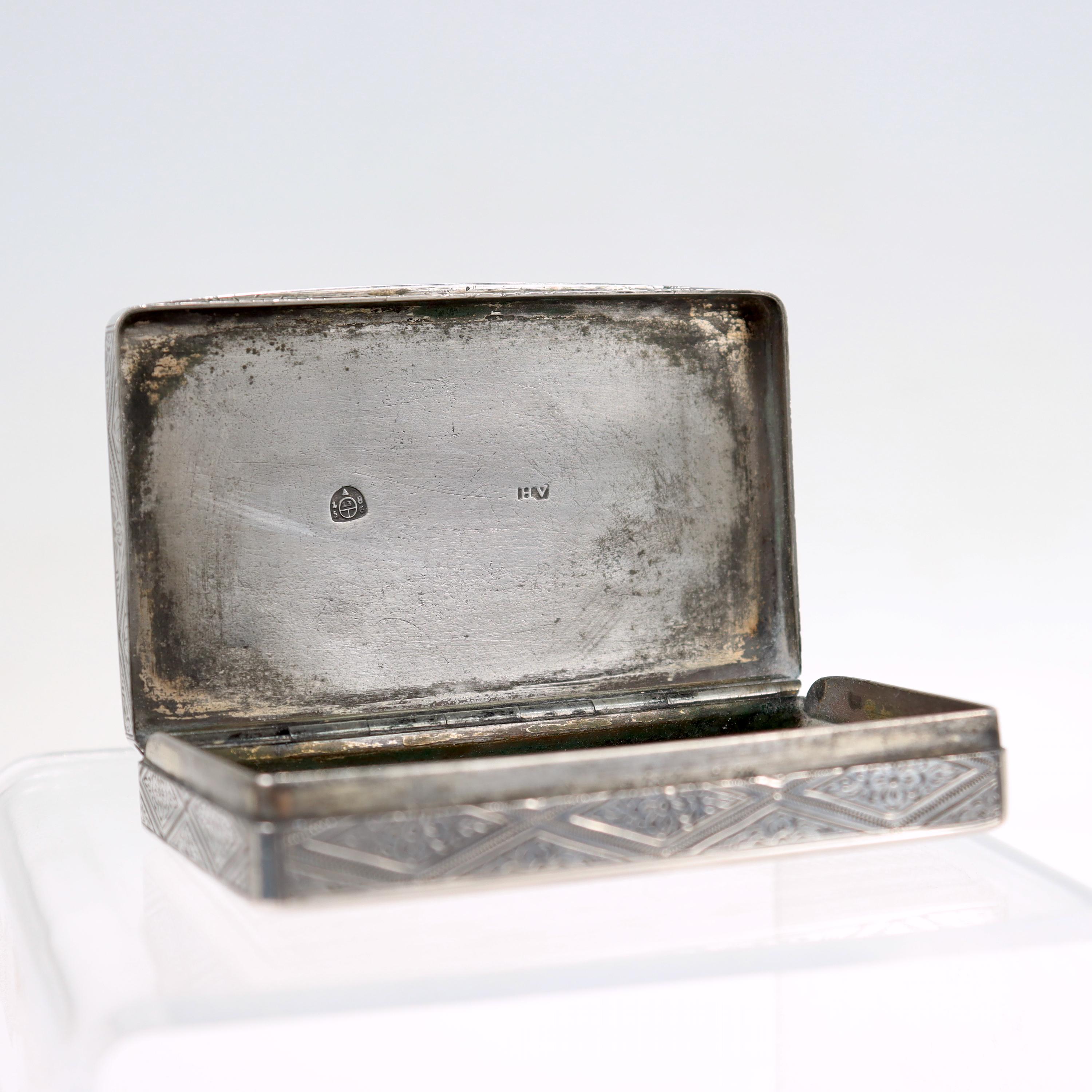 Women's or Men's Antique Viennese or Austrian Engine-Turned Silver Card Case or Snuff Box For Sale