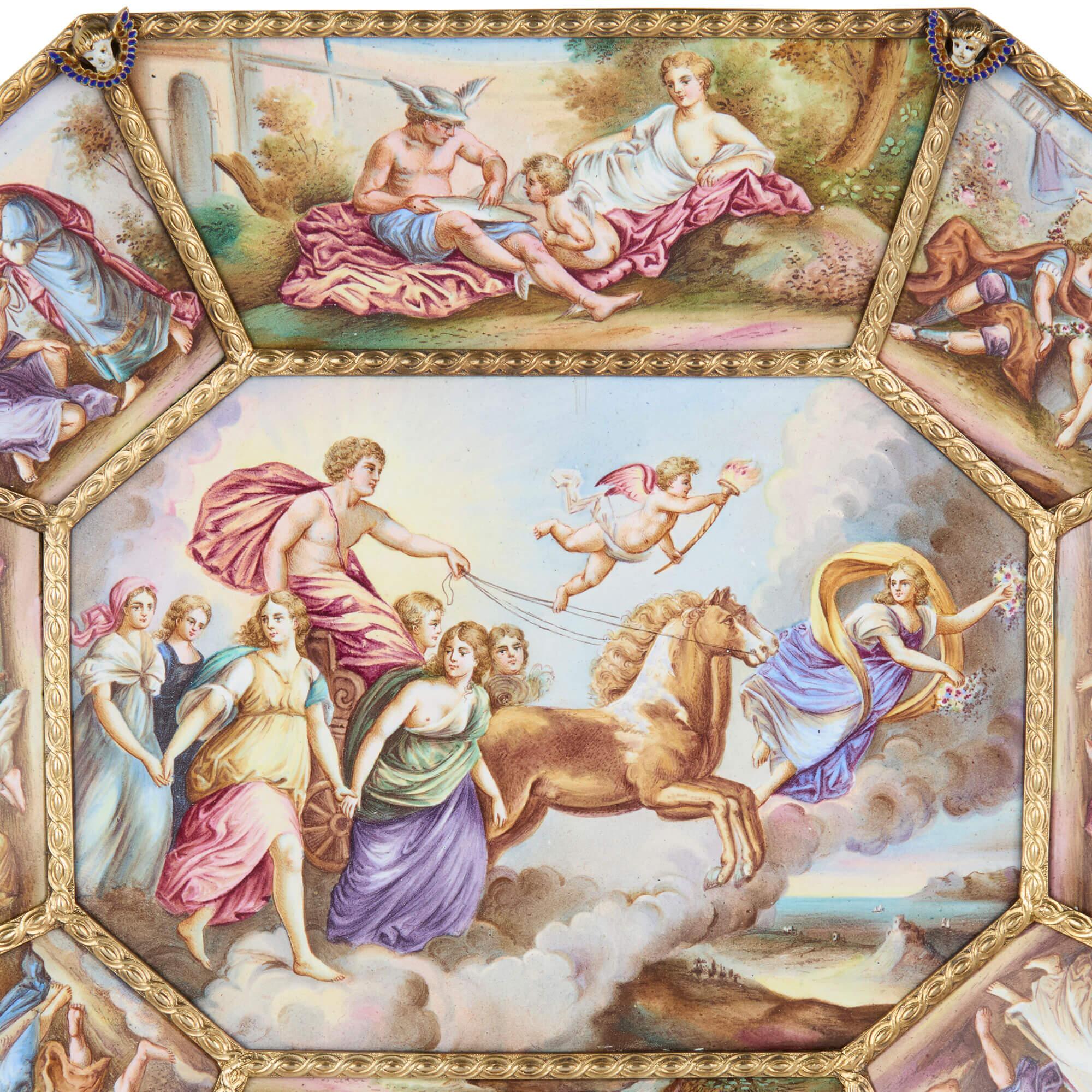 Antiguo plato vienés pintado con esmalte de Ludwig Politzer Austríaco en venta