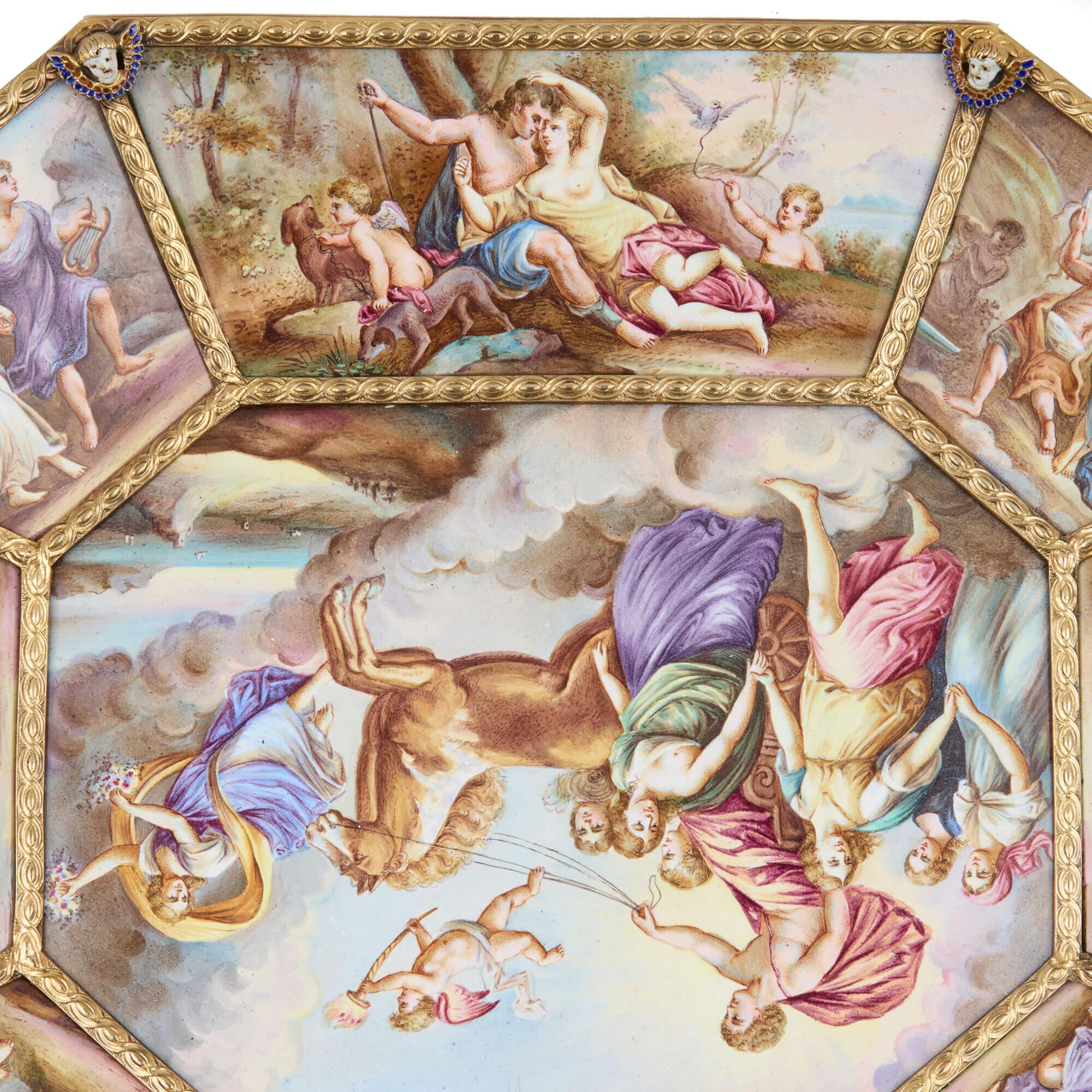 Antiguo plato vienés pintado con esmalte de Ludwig Politzer Pintado a mano en venta