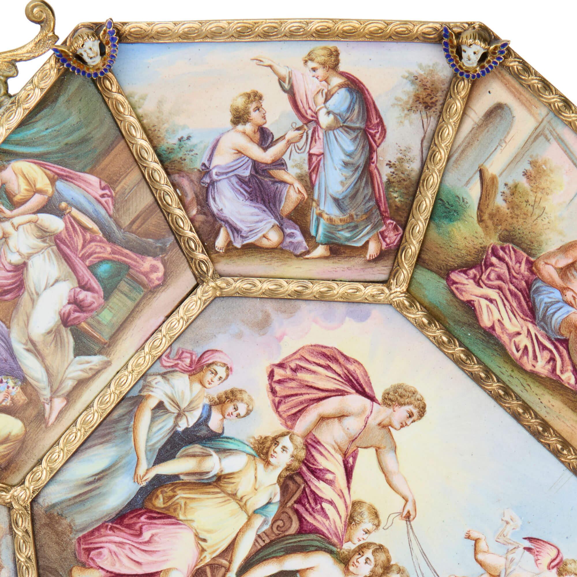Antiguo plato vienés pintado con esmalte de Ludwig Politzer en Bueno estado para la venta en London, GB