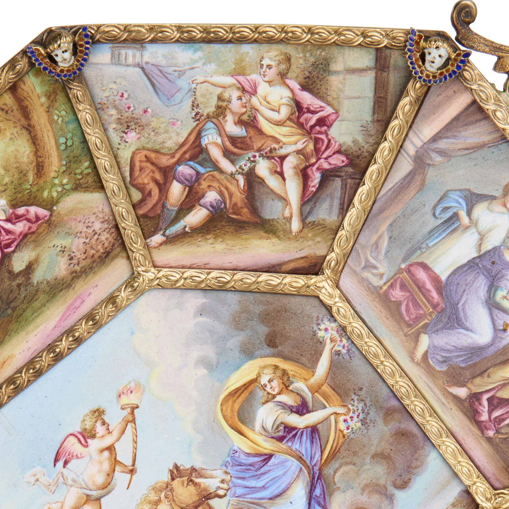 Antiguo plato vienés pintado con esmalte de Ludwig Politzer siglo XIX en venta