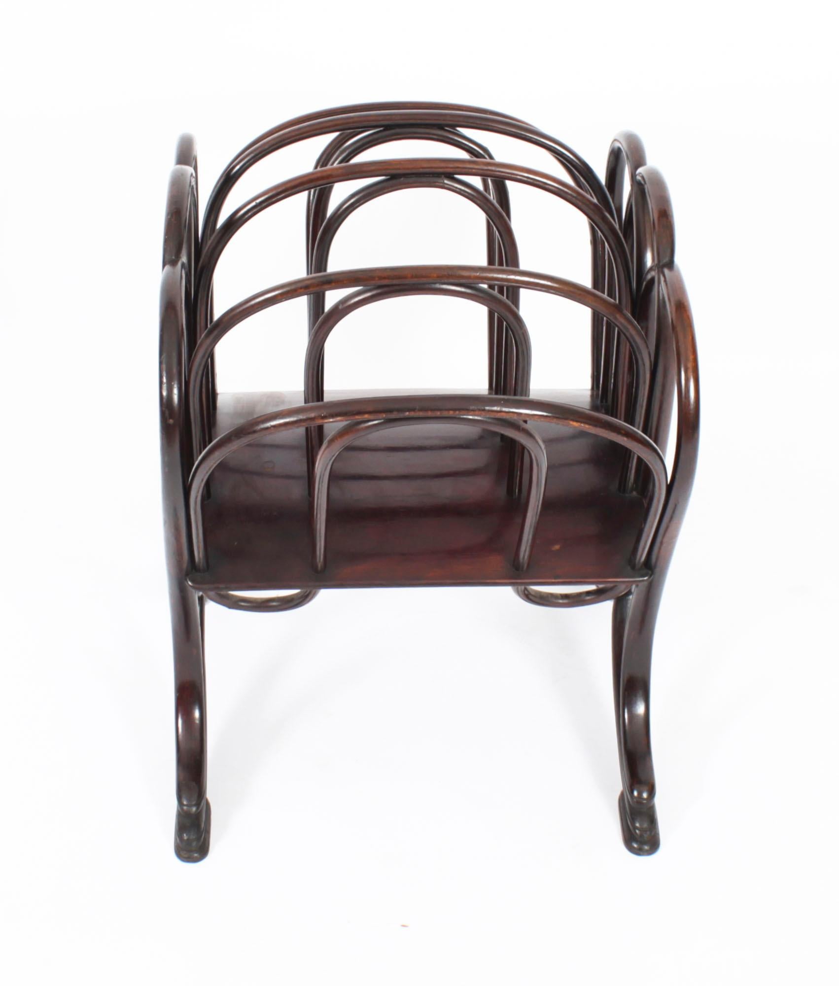 Art Nouveau Antique Viennese Thonet Bentwood Canterbury Magazine Rack Early 20th Century