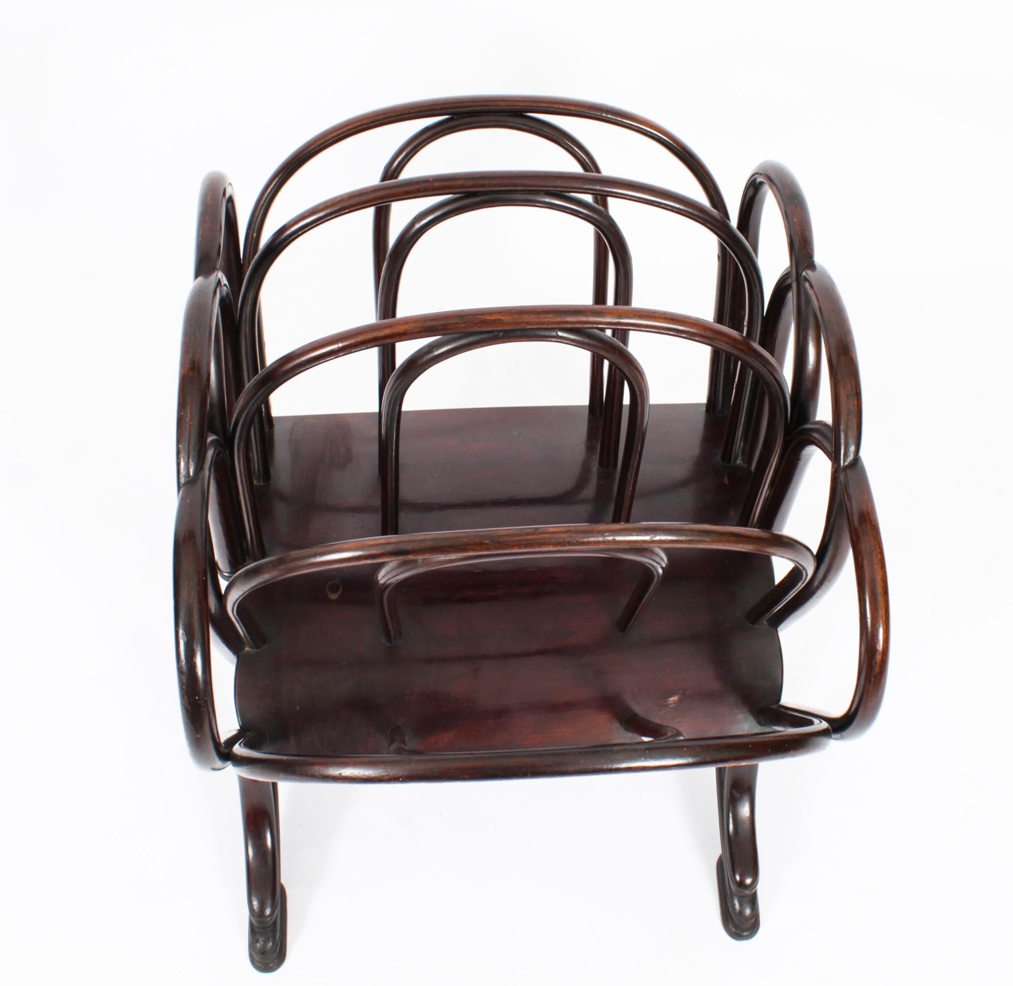 Austrian Antique Viennese Thonet Bentwood Canterbury Magazine Rack Early 20th Century