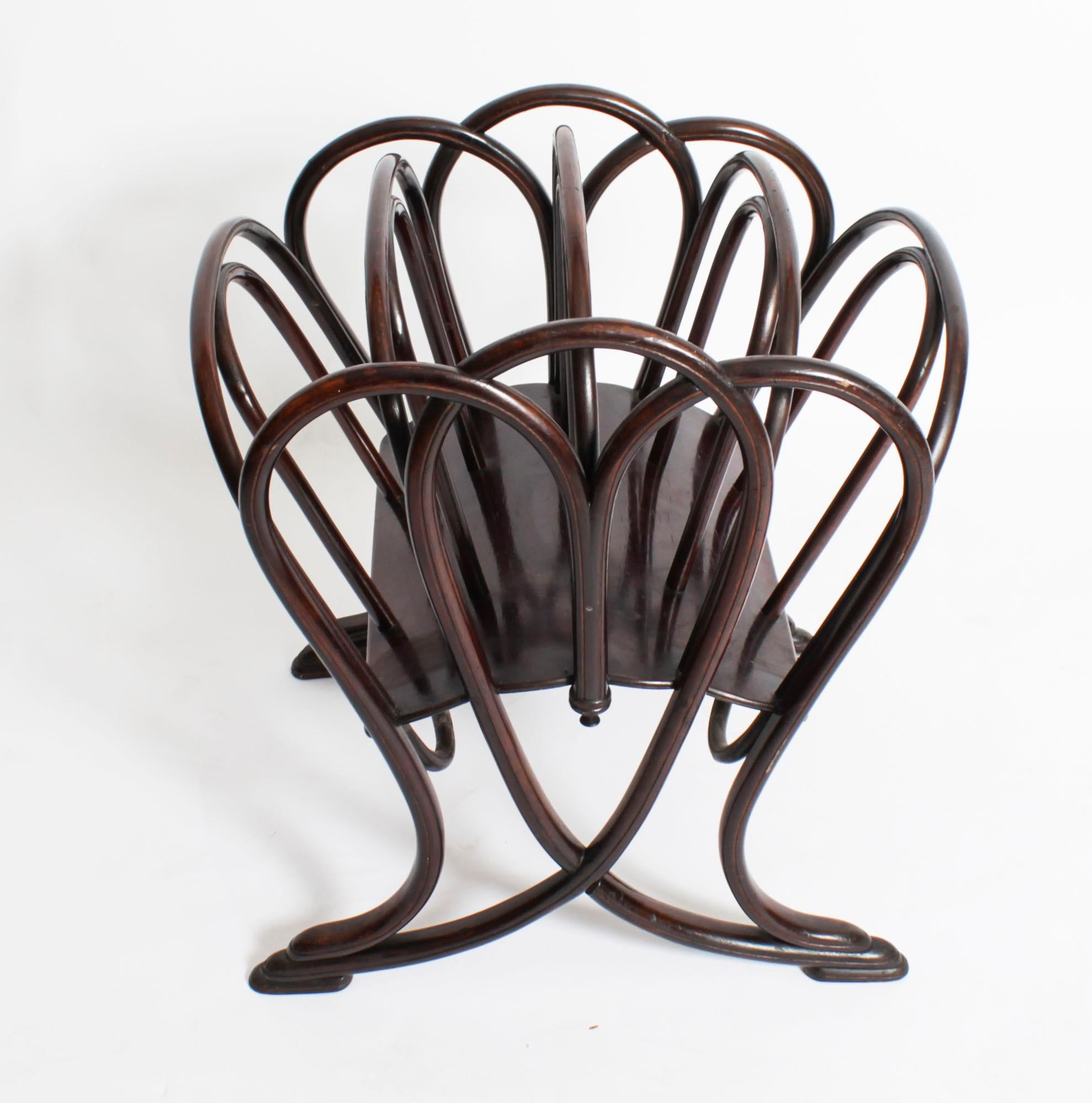 Antique Viennese Thonet Bentwood Canterbury Magazine Rack Early 20th Century In Good Condition In London, GB