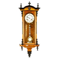Antique Viennese Wall Clock in Fruit Wood Case, Late 19th Century