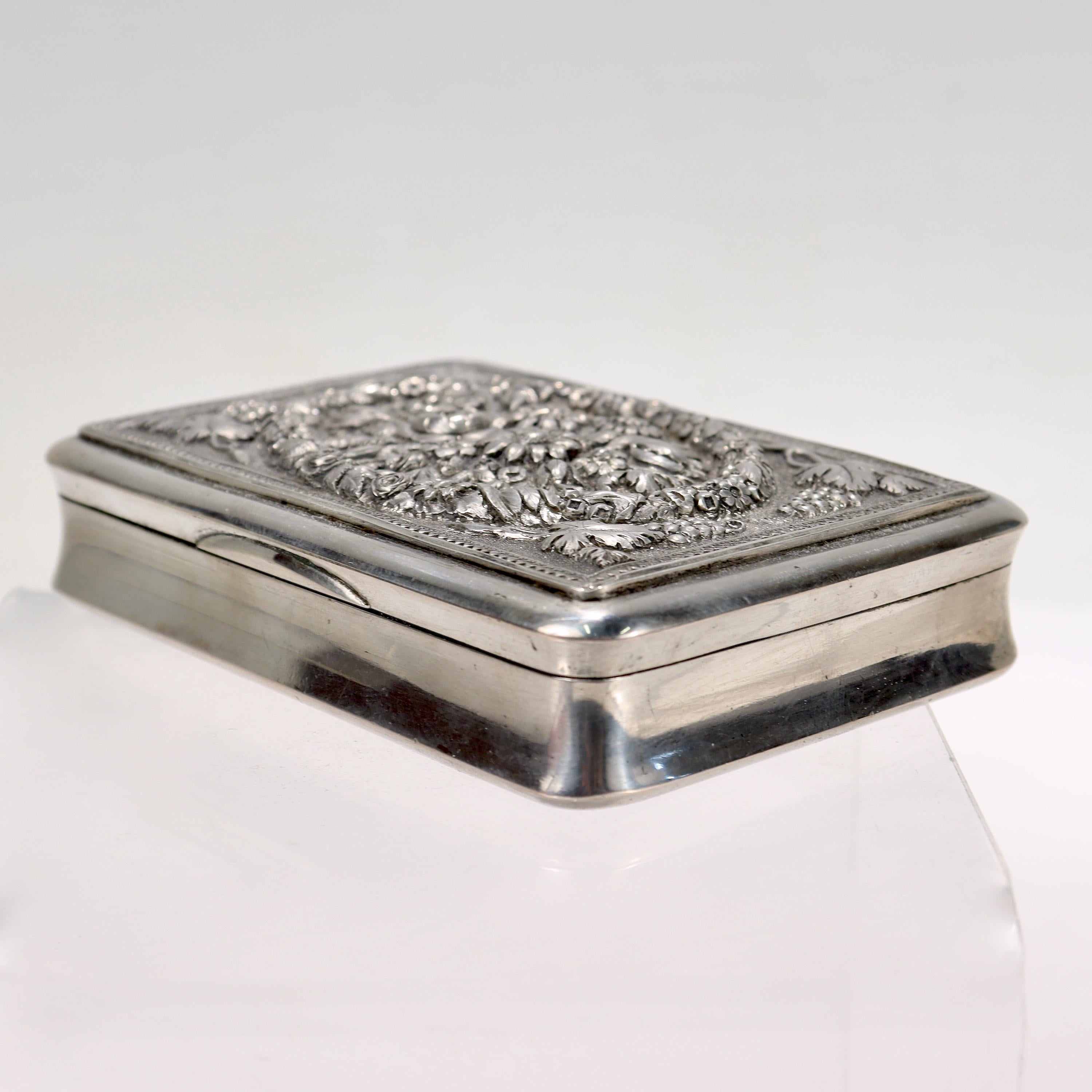 Antique Viennesse Austrian Silver Repousse Silver Card Case or Snuff Box 2