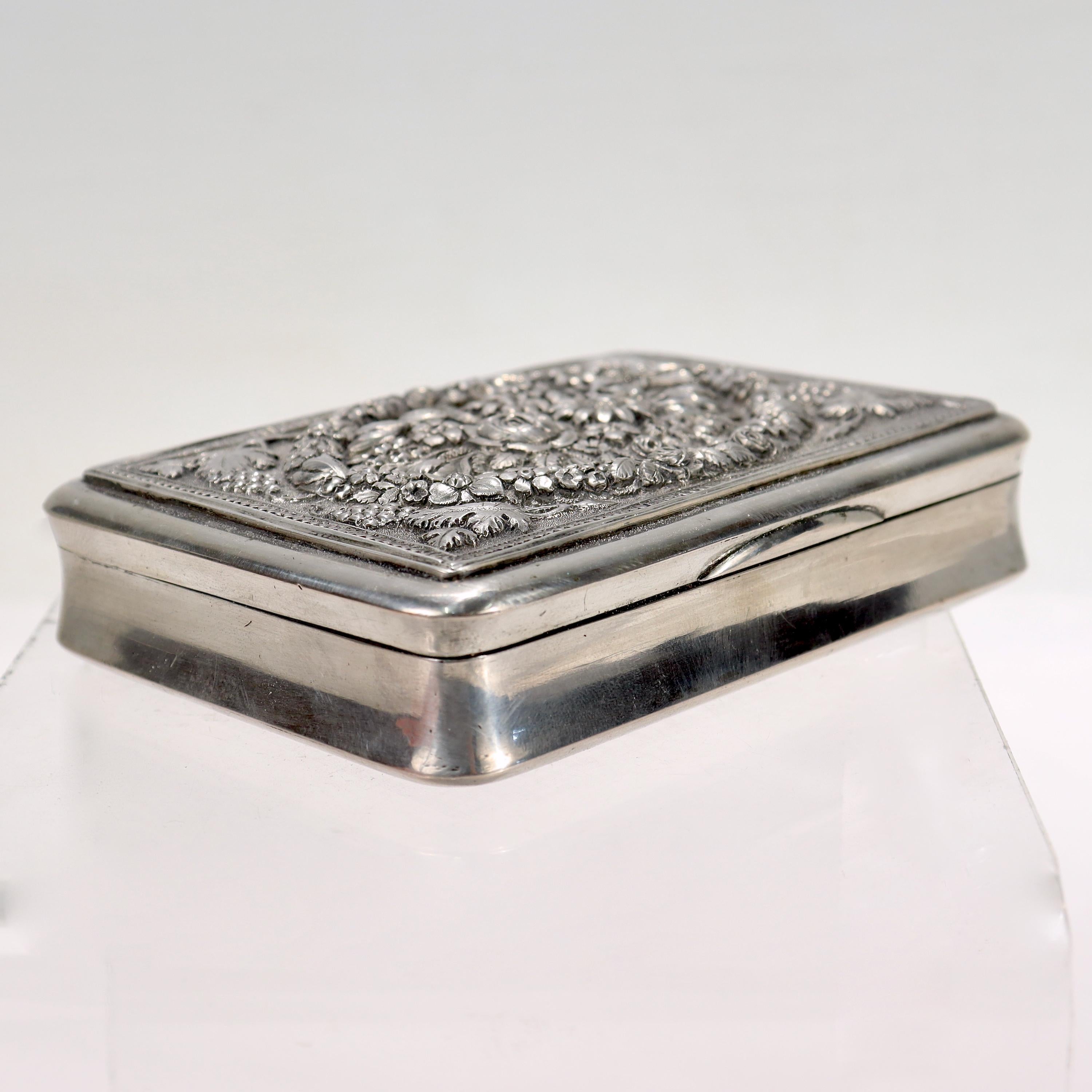 Antique Viennesse Austrian Silver Repousse Silver Card Case or Snuff Box 3