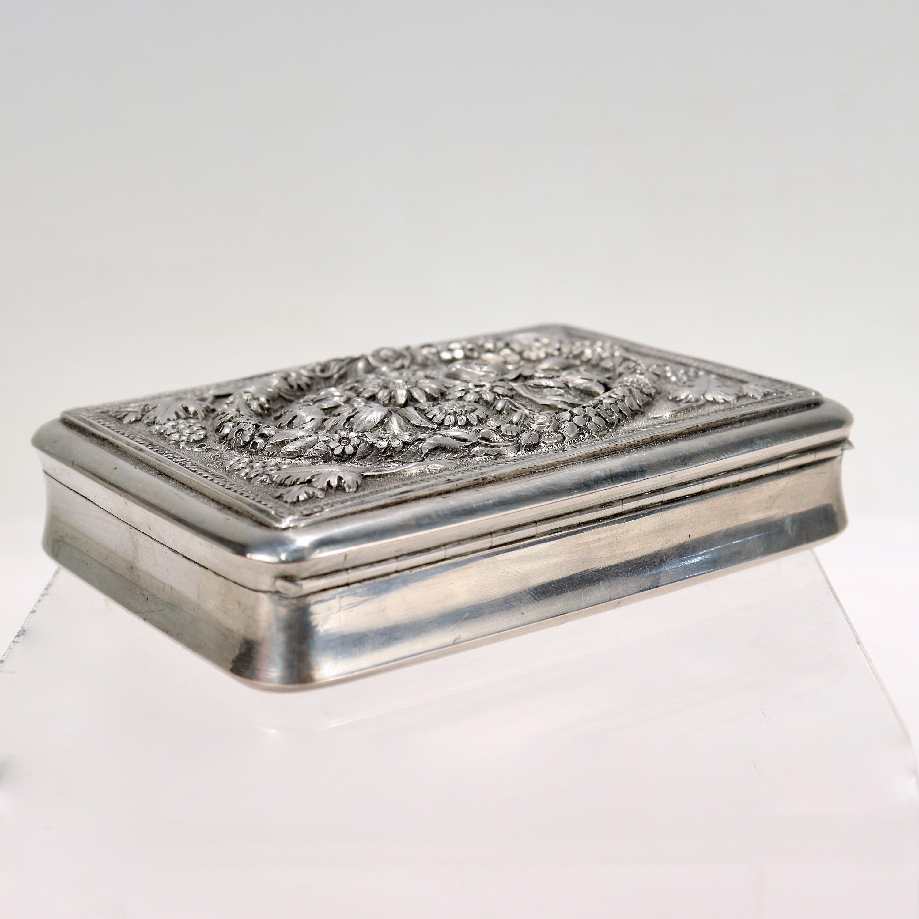 Antique Viennesse Austrian Silver Repousse Silver Card Case or Snuff Box 4