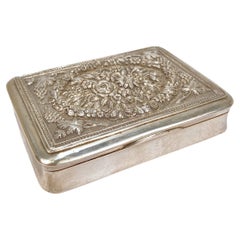 Antique Viennesse Austrian Silver Repousse Silver Card Case or Snuff Box