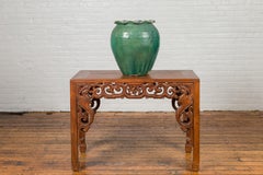 Antique Vietnamese or Chinese Green Glazed Vase with Scalloped Lip