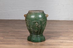 Antique Vietnamese Round Garden Seat with Verde Patina and Decor from Vietnam