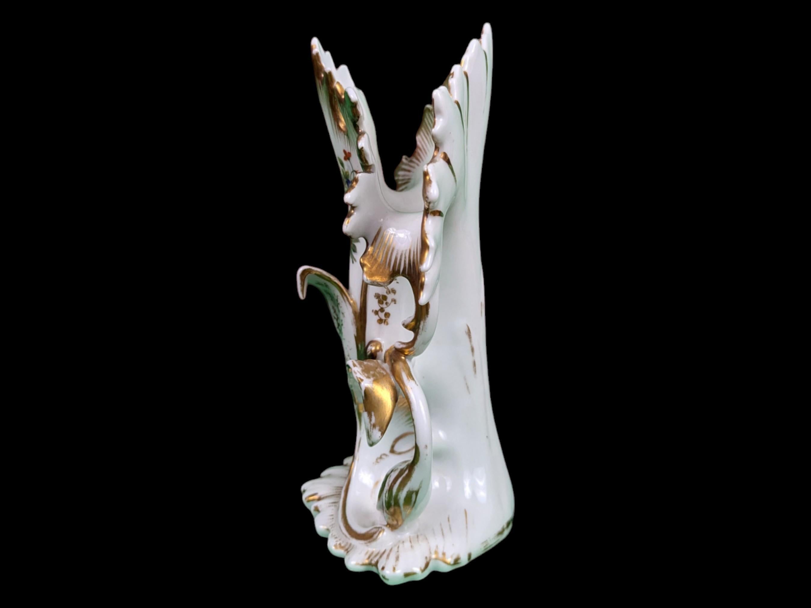 Rococo Revival Antique Vieux Paris French Floral Porcelain Vase.