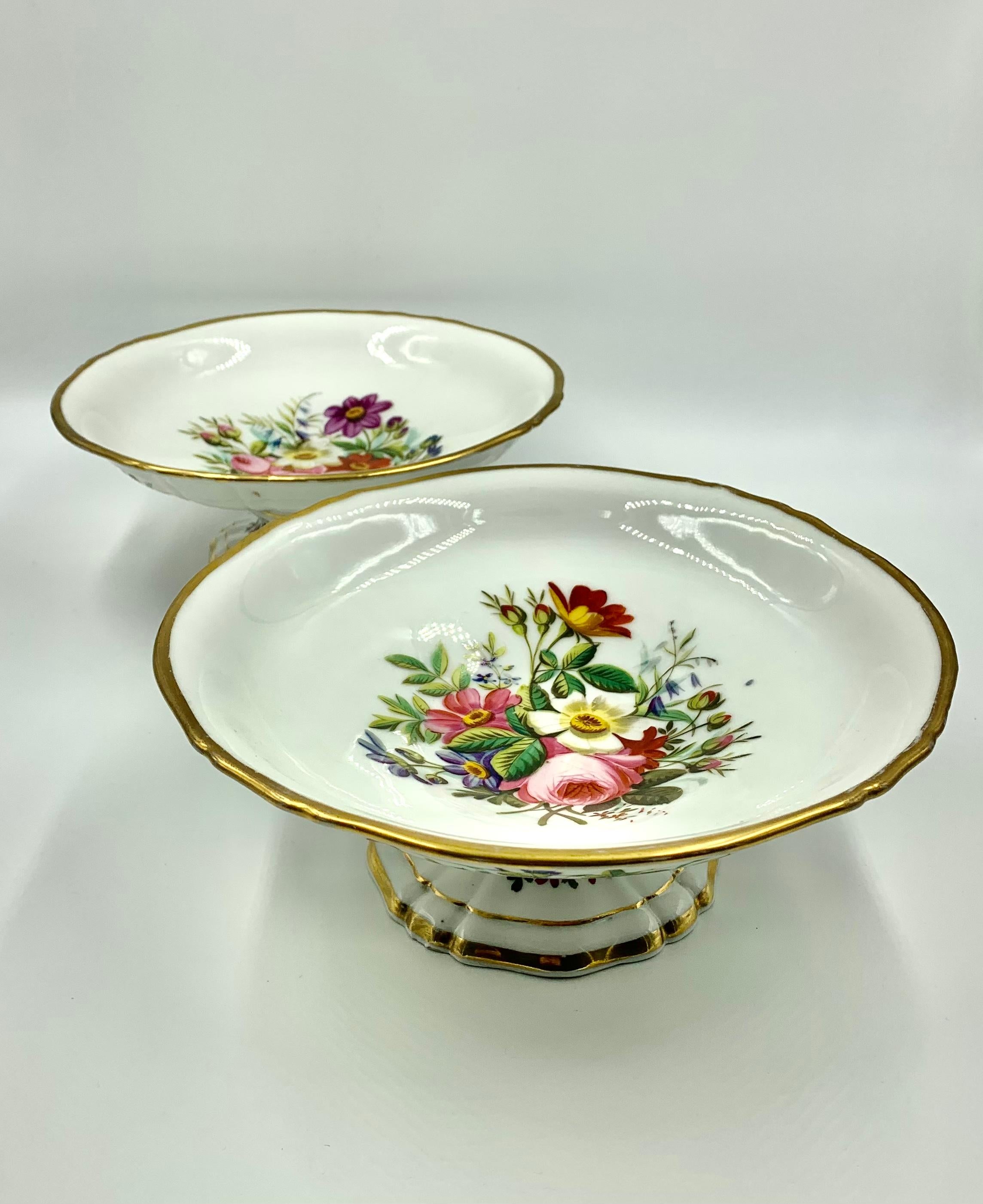 19th Century Antique Vieux Paris Porcelain Hand Painted Flower Motif Dessert Service for 8 For Sale