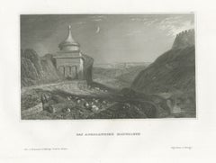 Antique View of Absalom's Tomb, Jerusalem, Steel Engraving, circa 1850