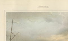 Antique View of Amsterdam Naval Arsenal, Hand-Colored Lithograph c.1850