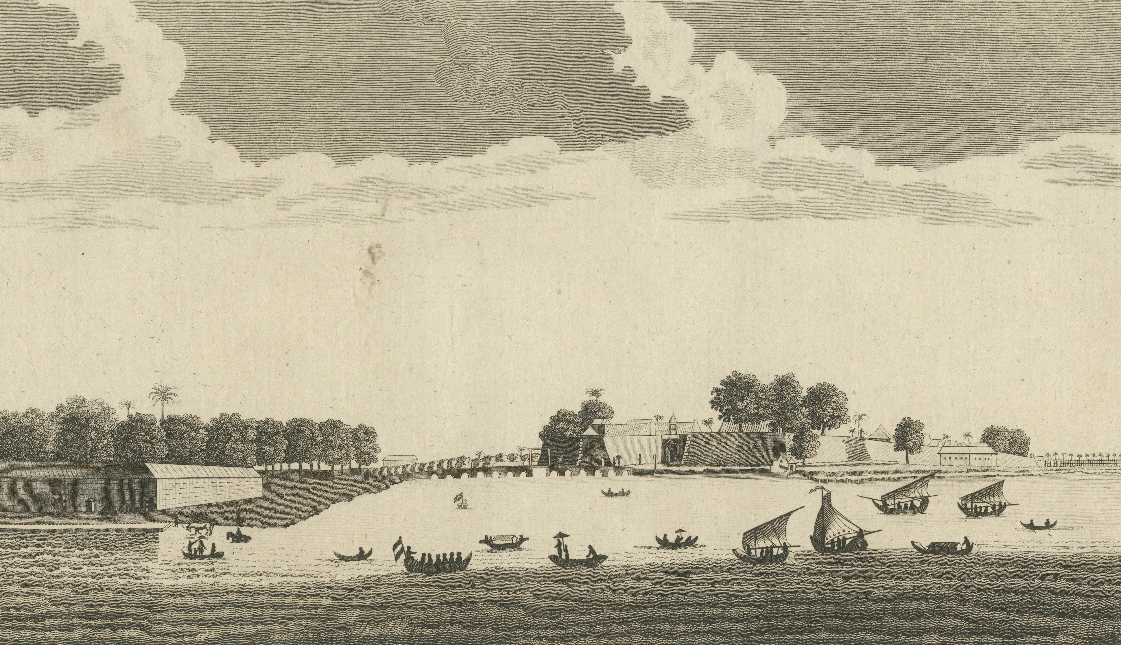 Antique View of Batavia Port Jakarta – Dutch VOC Fortifications 1778