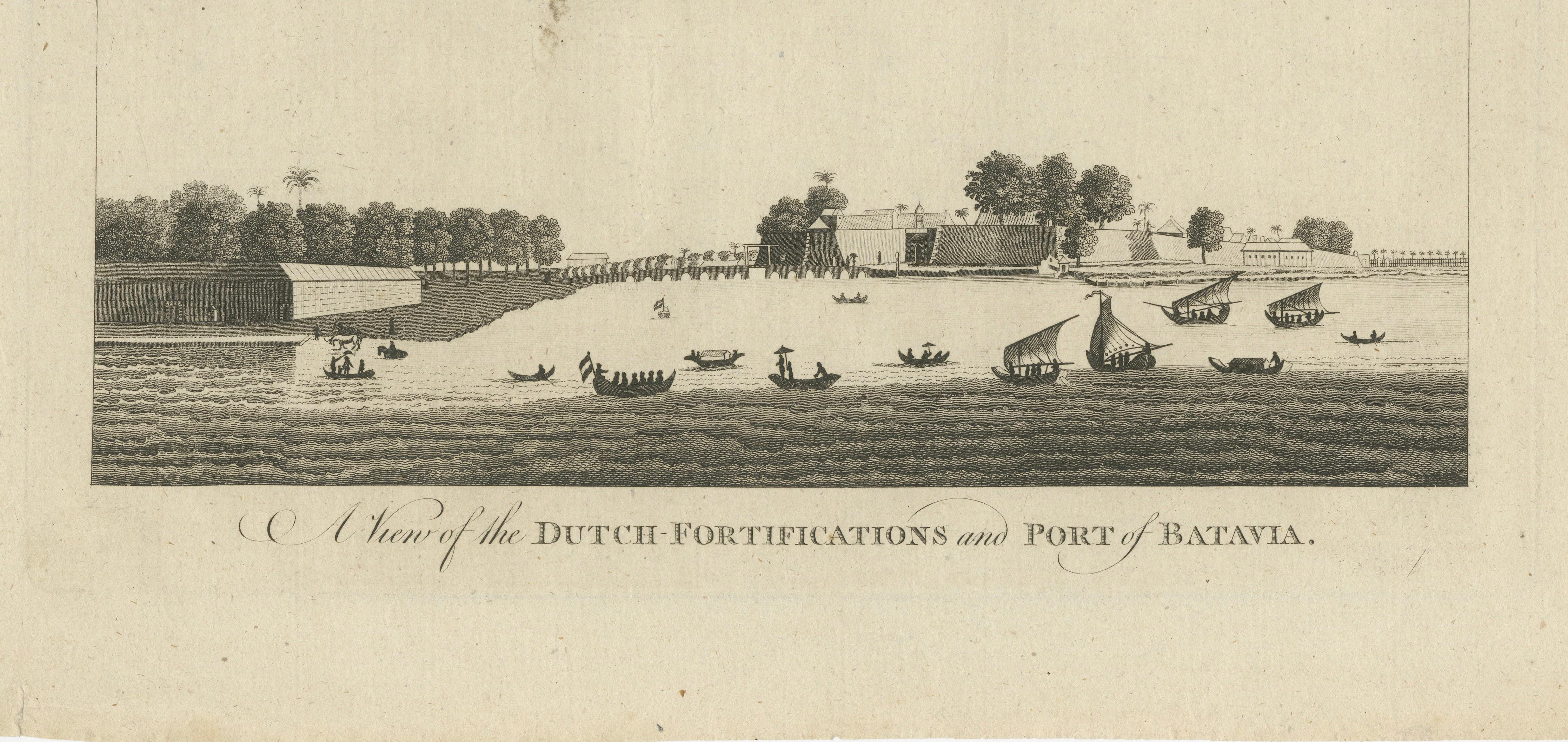 Antique View of Batavia Port Jakarta – Dutch VOC Fortifications 1778