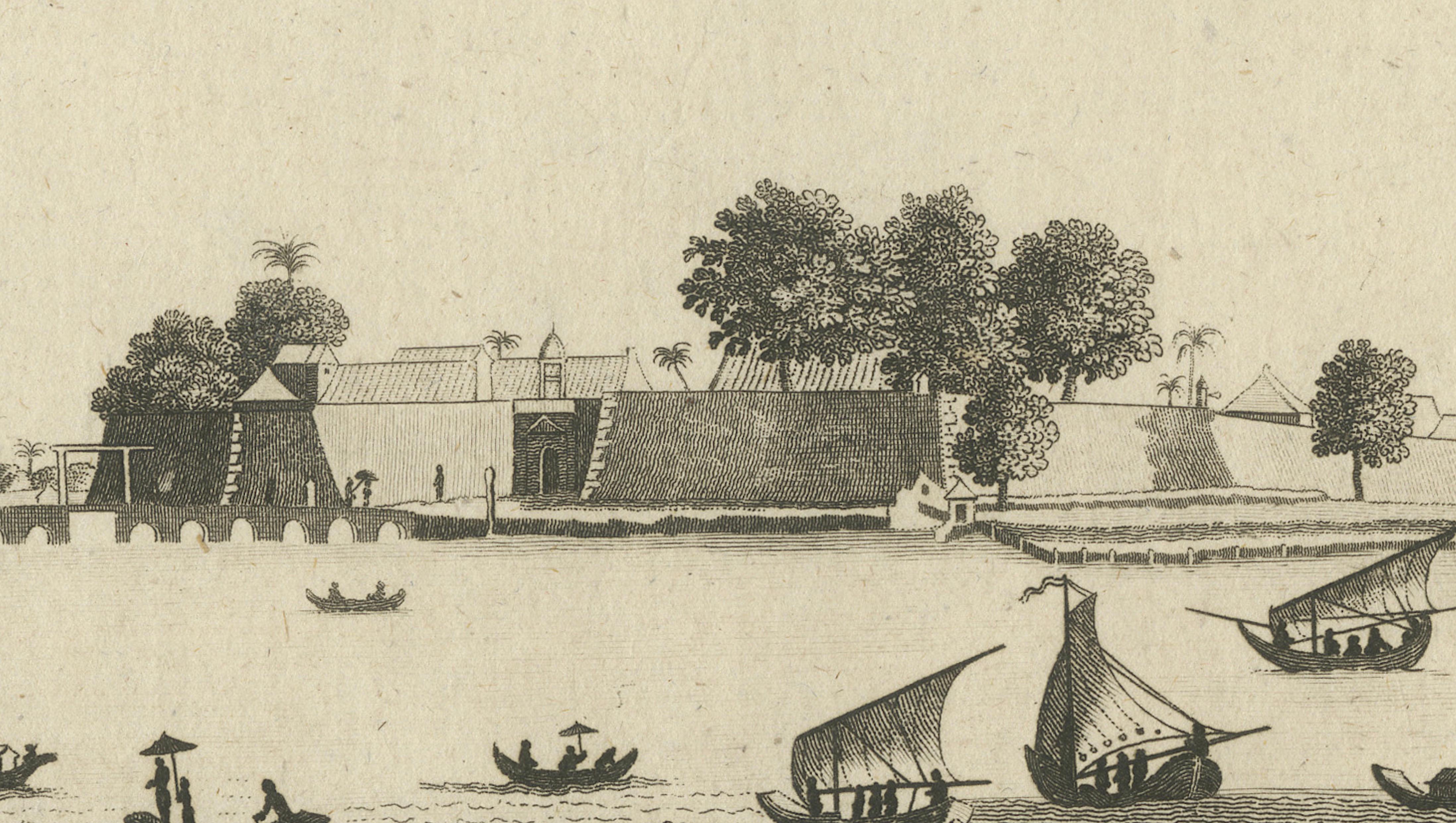 Antique View of Batavia Port Jakarta – Dutch VOC Fortifications 1778