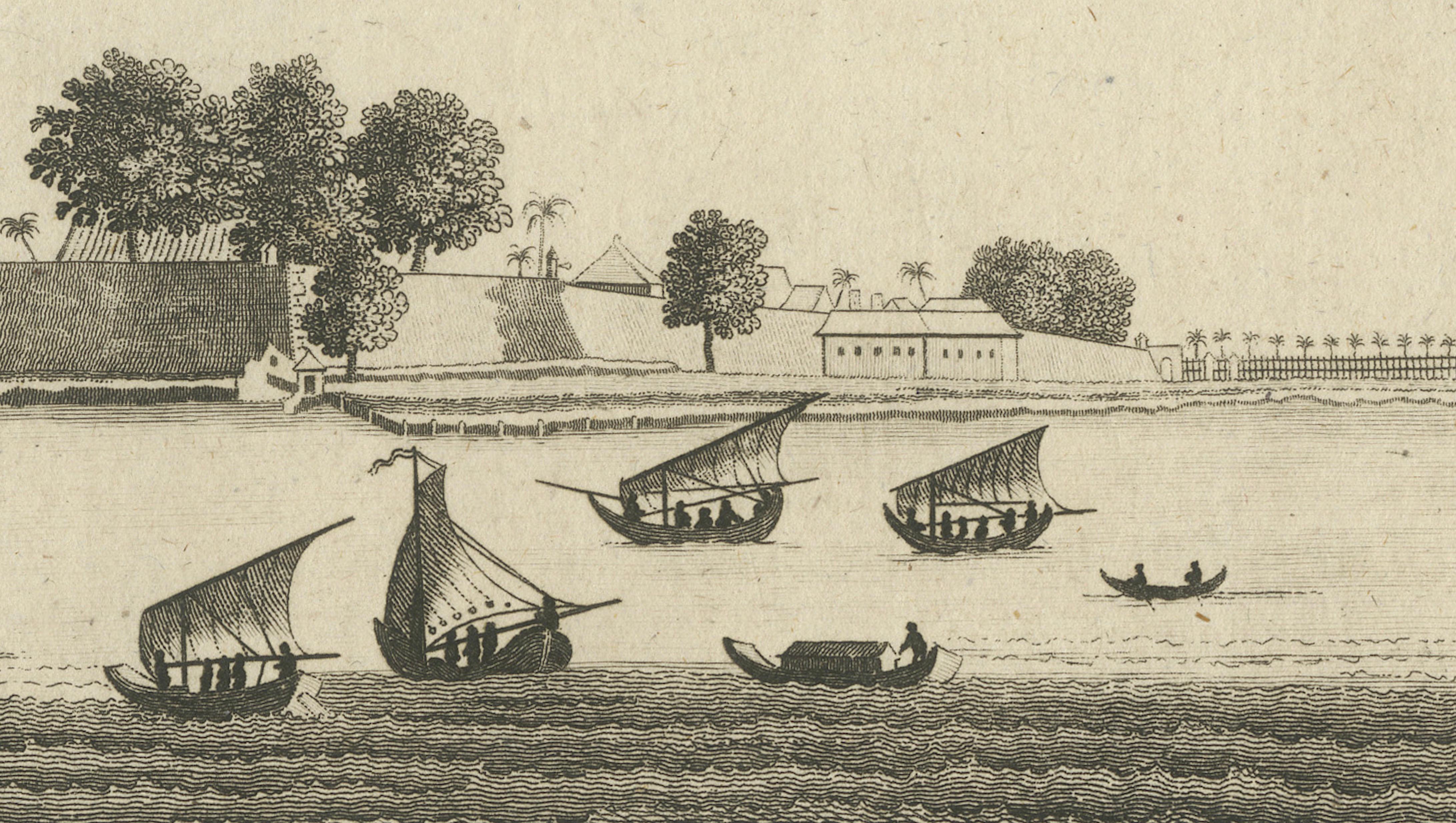 Antique View of Batavia Port Jakarta – Dutch VOC Fortifications 1778