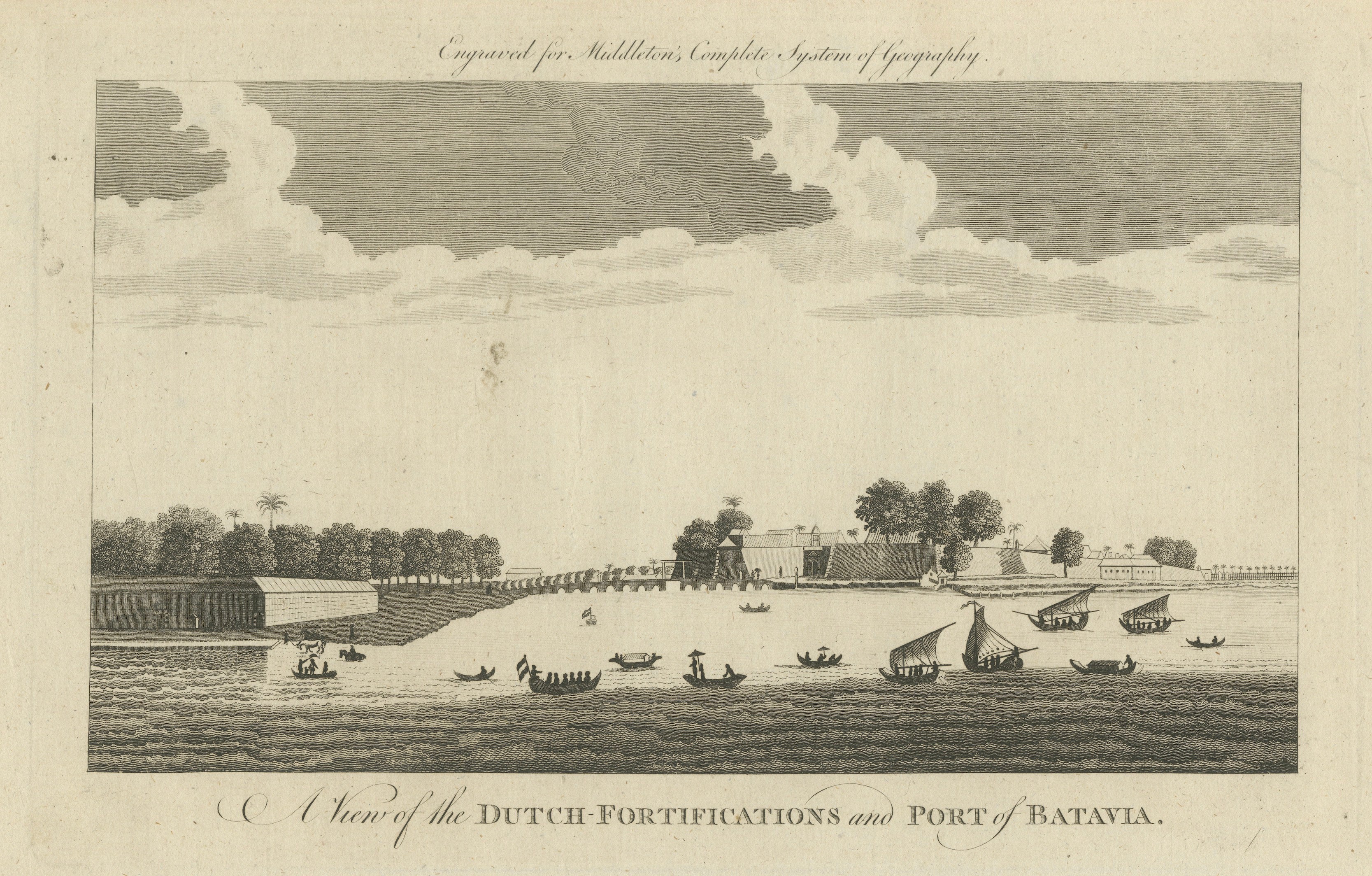 Antique View of Batavia Port Jakarta – Dutch VOC Fortifications 1778