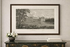 Vue ancienne du château de Fontainebleau, gravure de paysage de l'époque napoléonienne, 1803