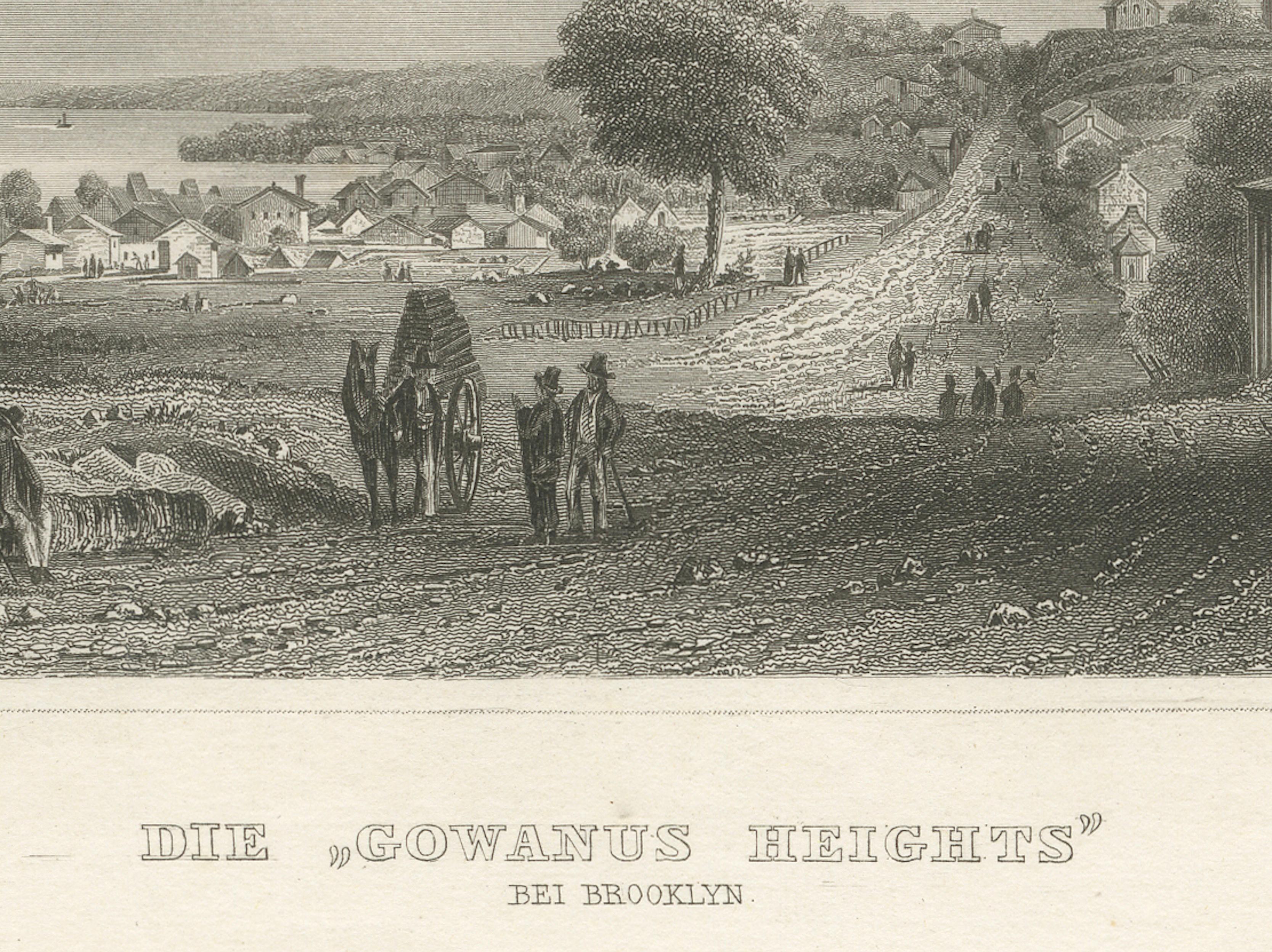 Antique View of Gowanus Heights Brooklyn New York, Meyer ca. 1850