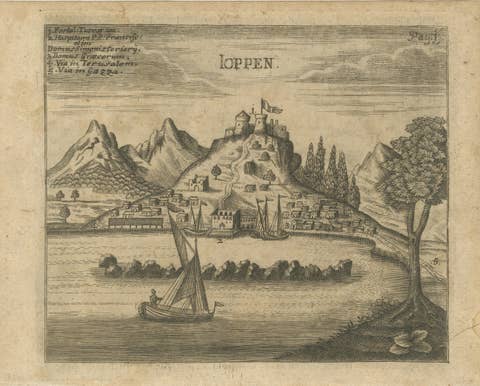 Antique View of Jaffa (Ioppen) Holy Land Engraving, Müller 1735