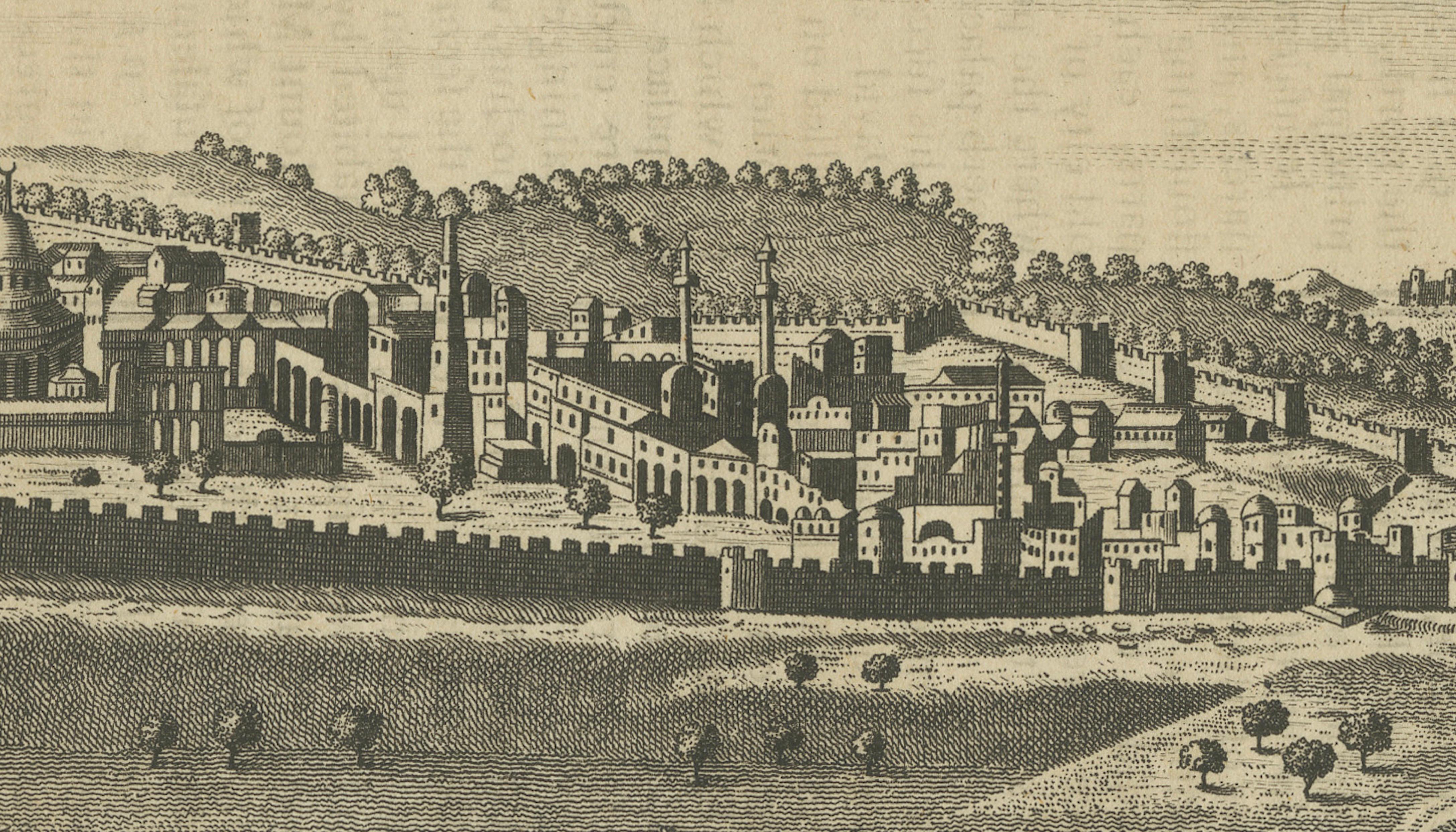 Antique View of Jerusalem Holy Land Engraving, Millar Geography, ca. 1760