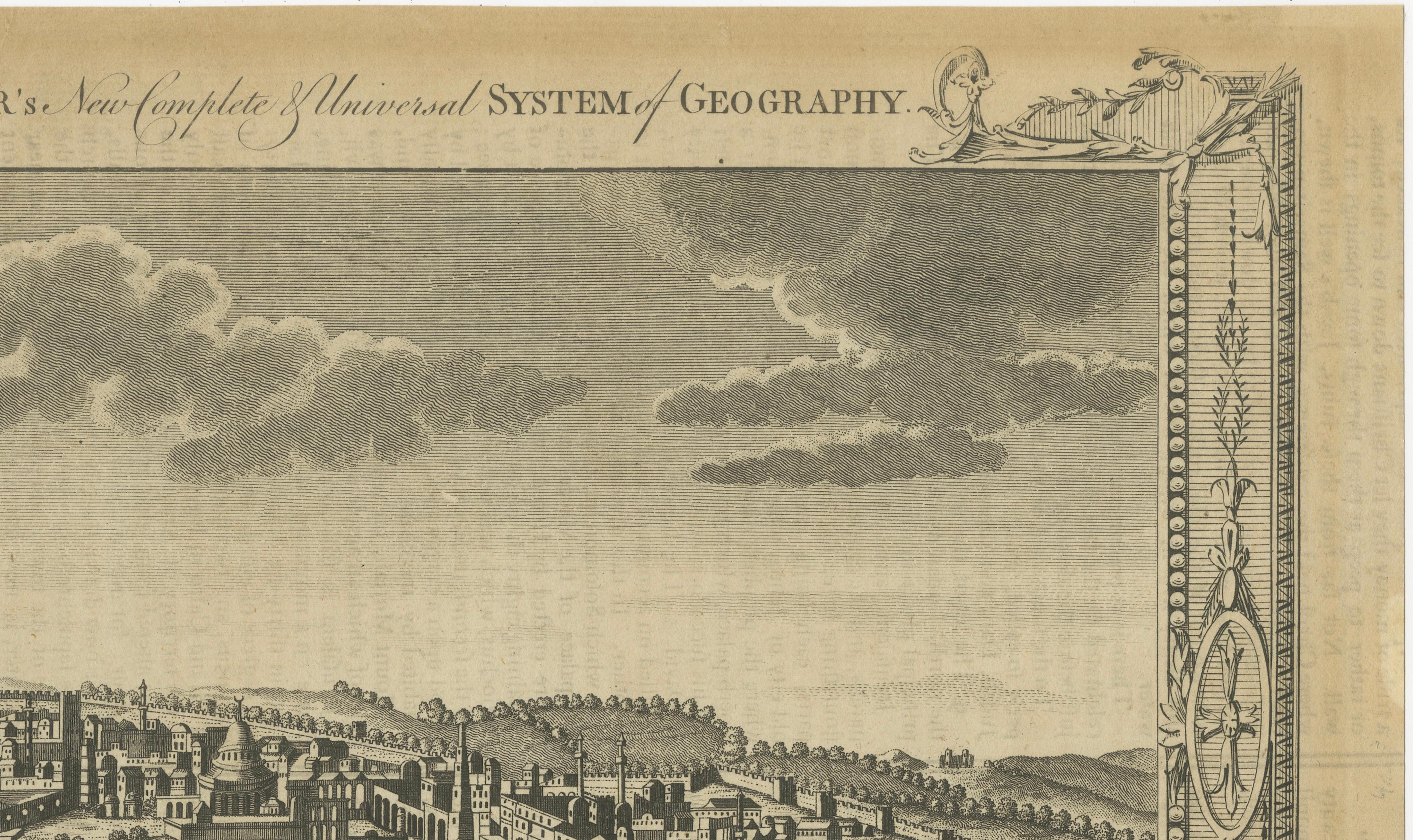Antique View of Jerusalem Holy Land Engraving, Millar Geography, ca. 1760