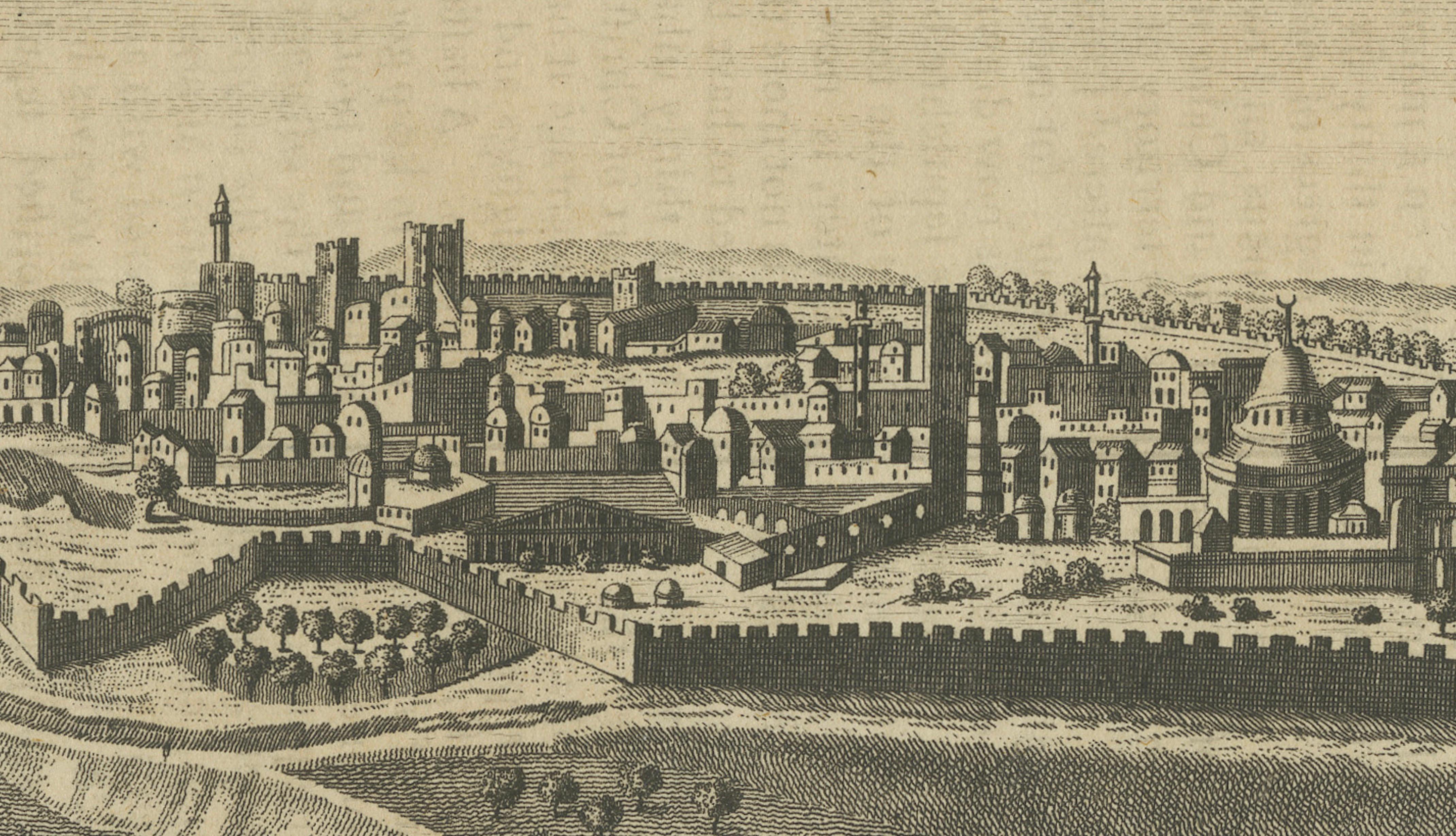 Antique View of Jerusalem Holy Land Engraving, Millar Geography, ca. 1760
