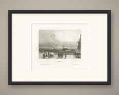 Antique View of Messina and the Strait, Sicily, Steel Engraving, circa 1850