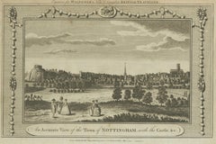 Antique View of Nottingham with Castle – Walpoole British Traveller, 1784