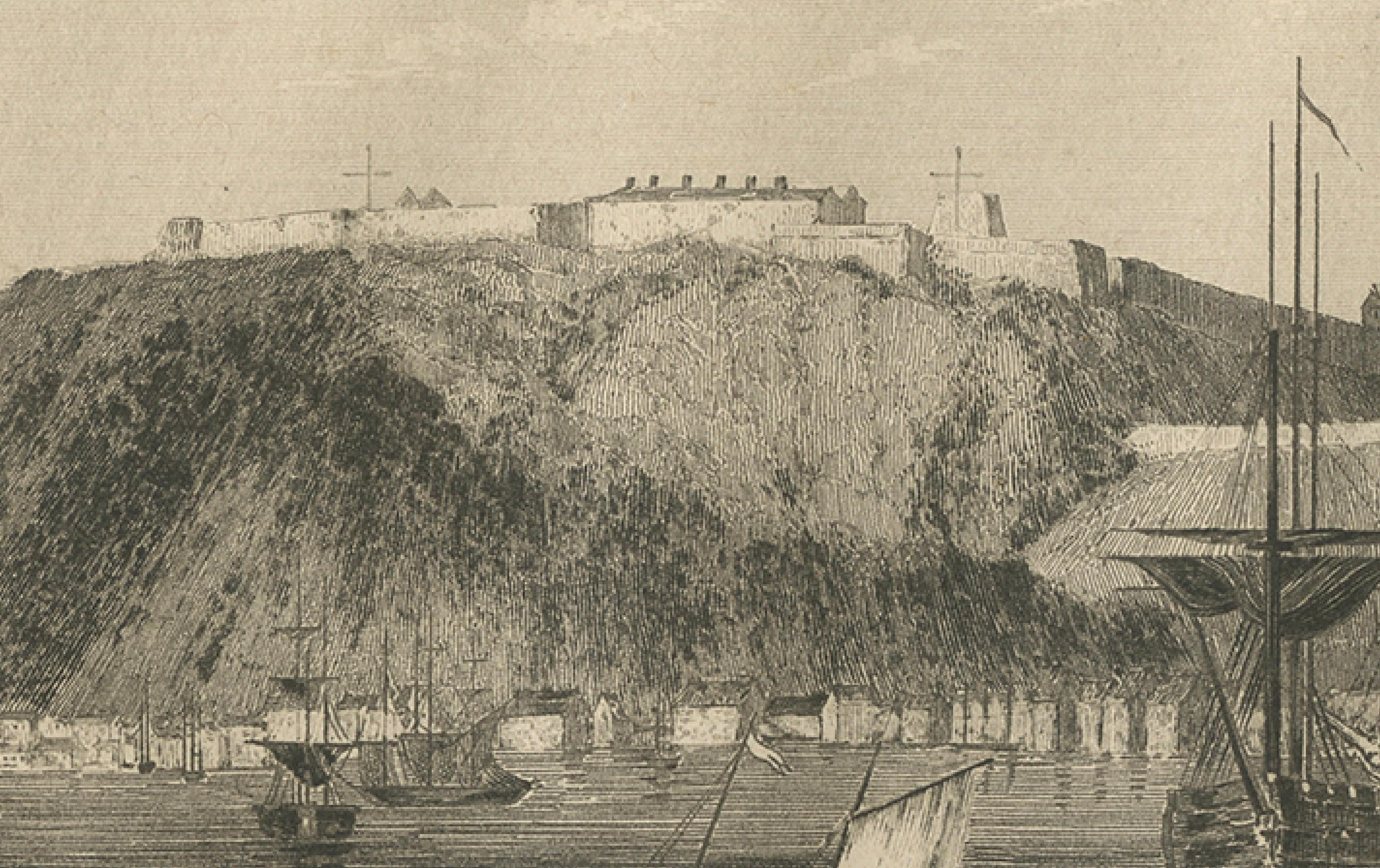 Vista antigua de la ciudad de Quebec desde el agua - Escena portuaria canadiense, c.1850

Este grabado del siglo XIX, finamente detallado, ofrece una vista panorámica de la ciudad de Quebec, vista desde el otro lado de las aguas del río San Lorenzo.