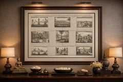 Antique View of Siam — Royal Barges, Elephants & Customs Engraving, ca.1720